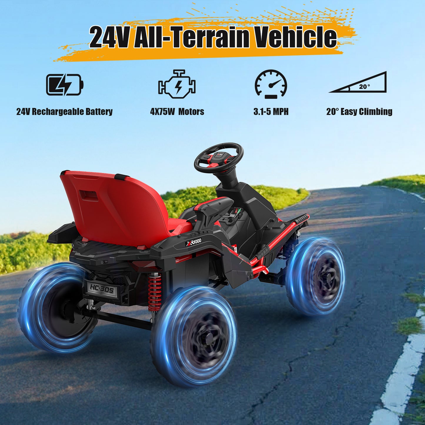 East Doll 24V Ride on ATV Car with 4 Shock Absorbers