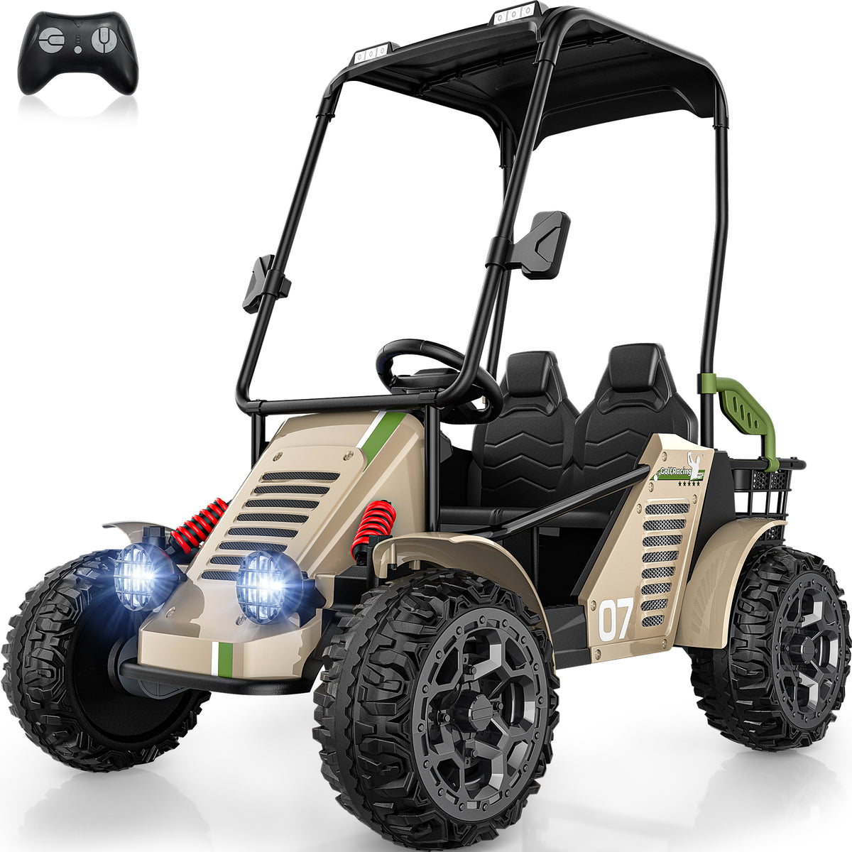 ARBELI 24V 2 Seater Ride on Toys for Big Kids, Dual Spring Suspension Ride on Car with Remote Control, Powerful 4WD Motors, Max Speed 5 MPH, Load 135 Lbs