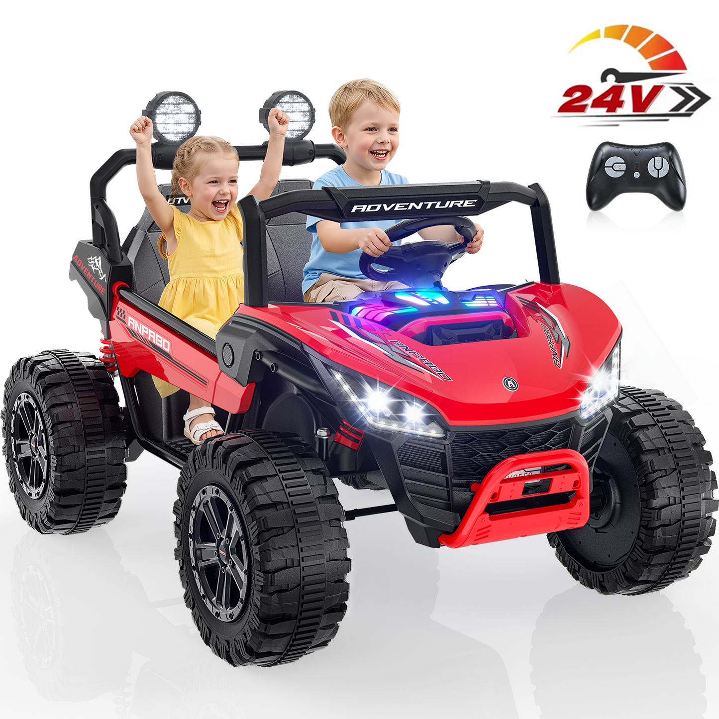 East doll 24V Ride on UTV Car for Big Kid, 2 Seater Ride on Car Toys, Power Electric car for kids,4 Wheels, 800W motors, Remote Control, 5.1 MPH ,3-12Y,Music