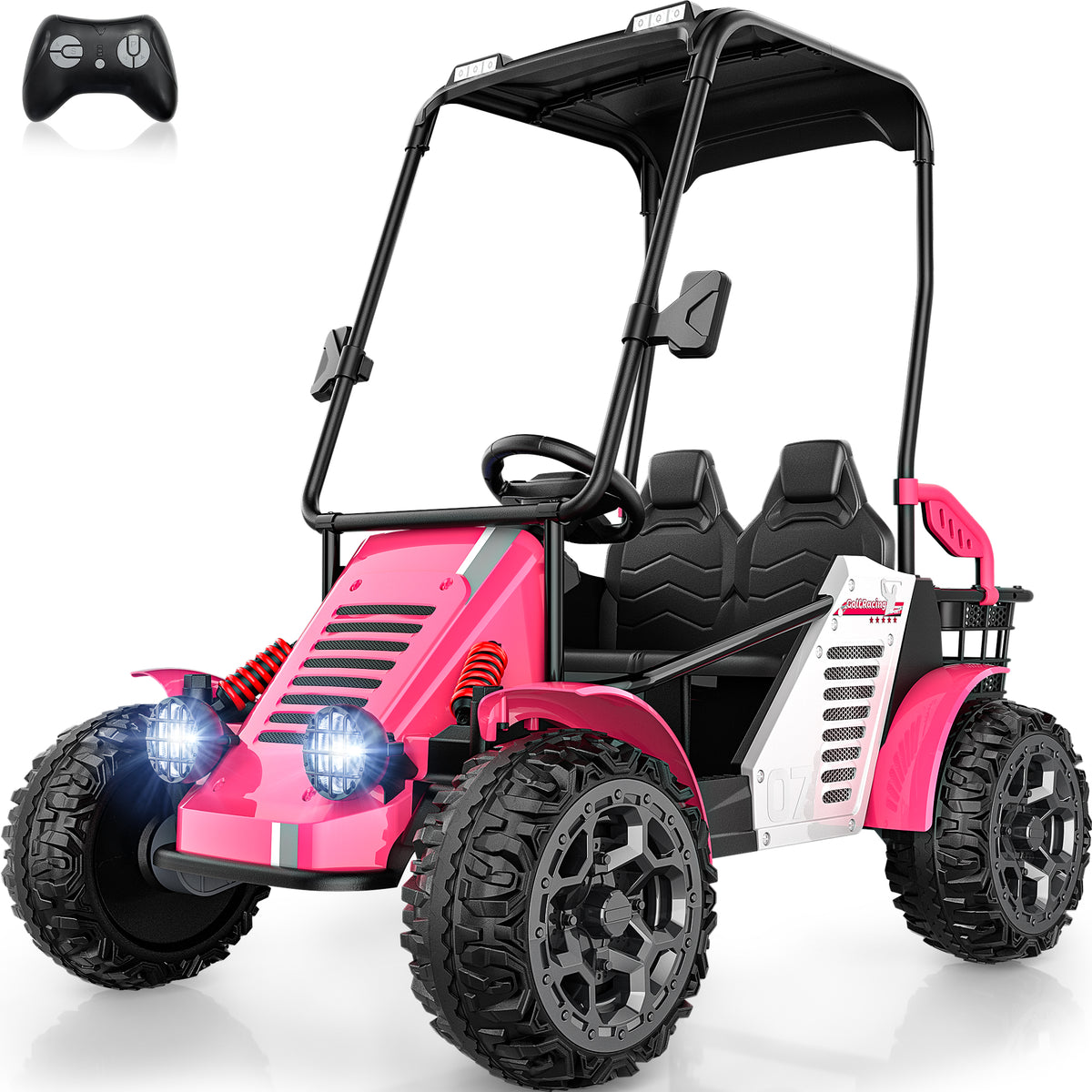 ARBELI 24V 2 Seater Ride on Toys for Big Kids, Dual Spring Suspension Ride on Car with Remote Control, Powerful 4WD Motors, Max Speed 5 MPH, Load 135 Lbs