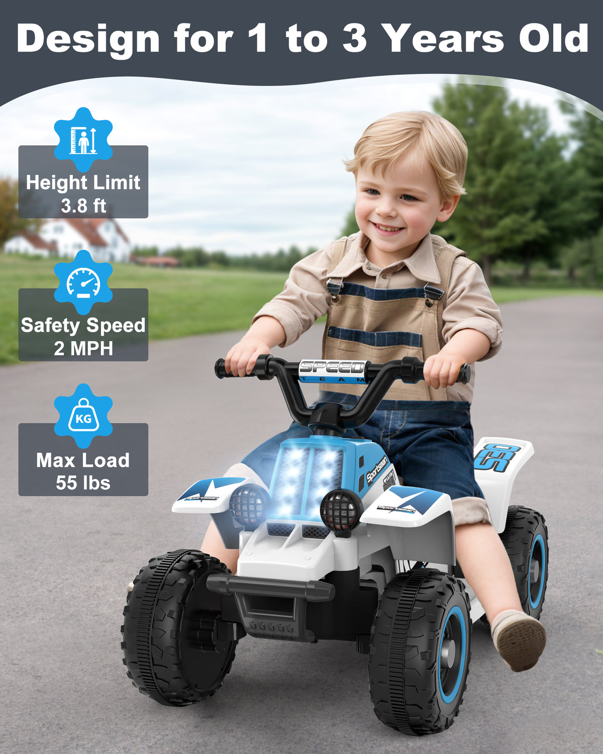 TOYBSNR 6V Ride on ATV Toys, Toddler Car, Ride on Car w/ Music Player