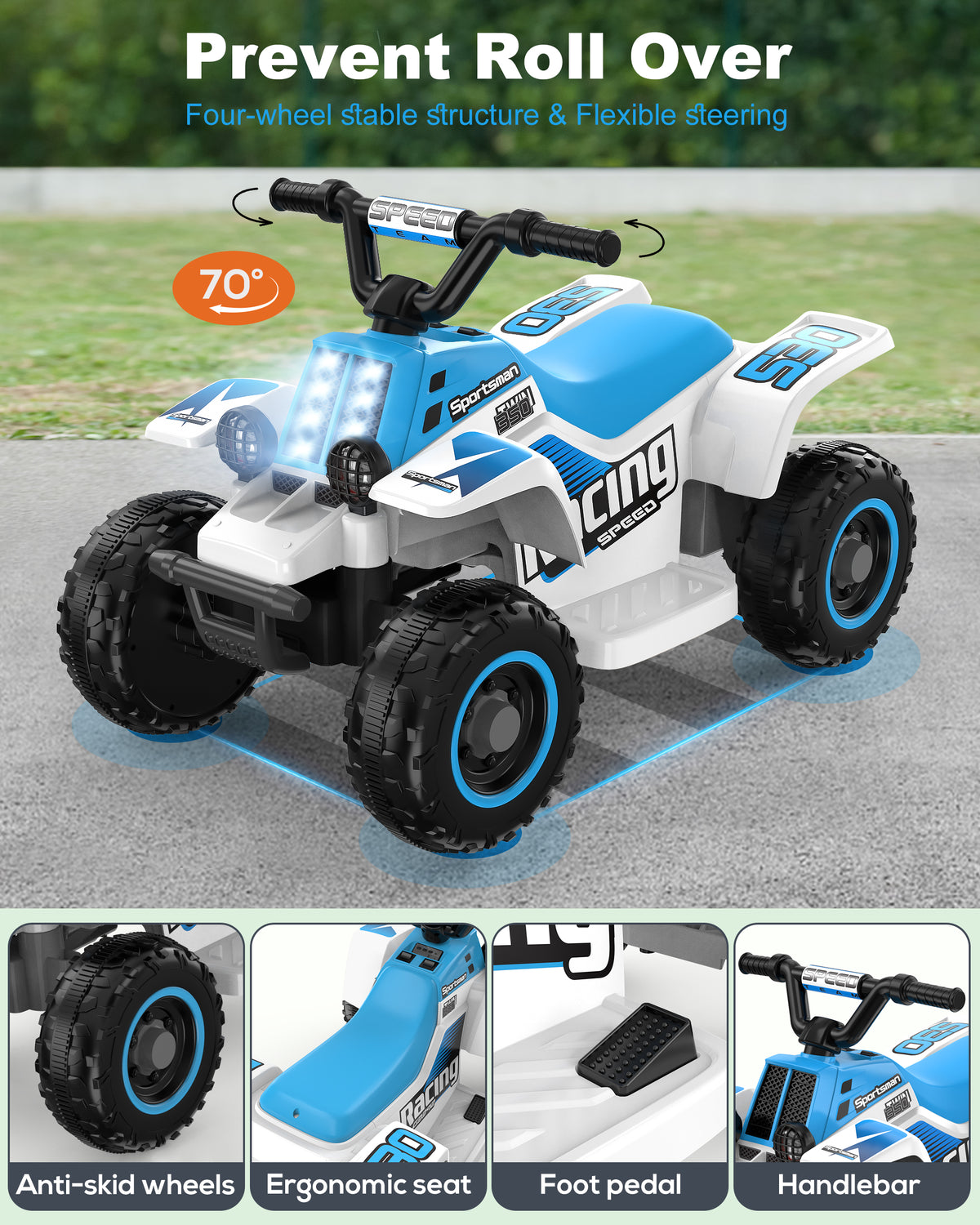 TOYBSNR 6V Ride on ATV Toys, Toddler Car, Ride on Car w/ Music Player
