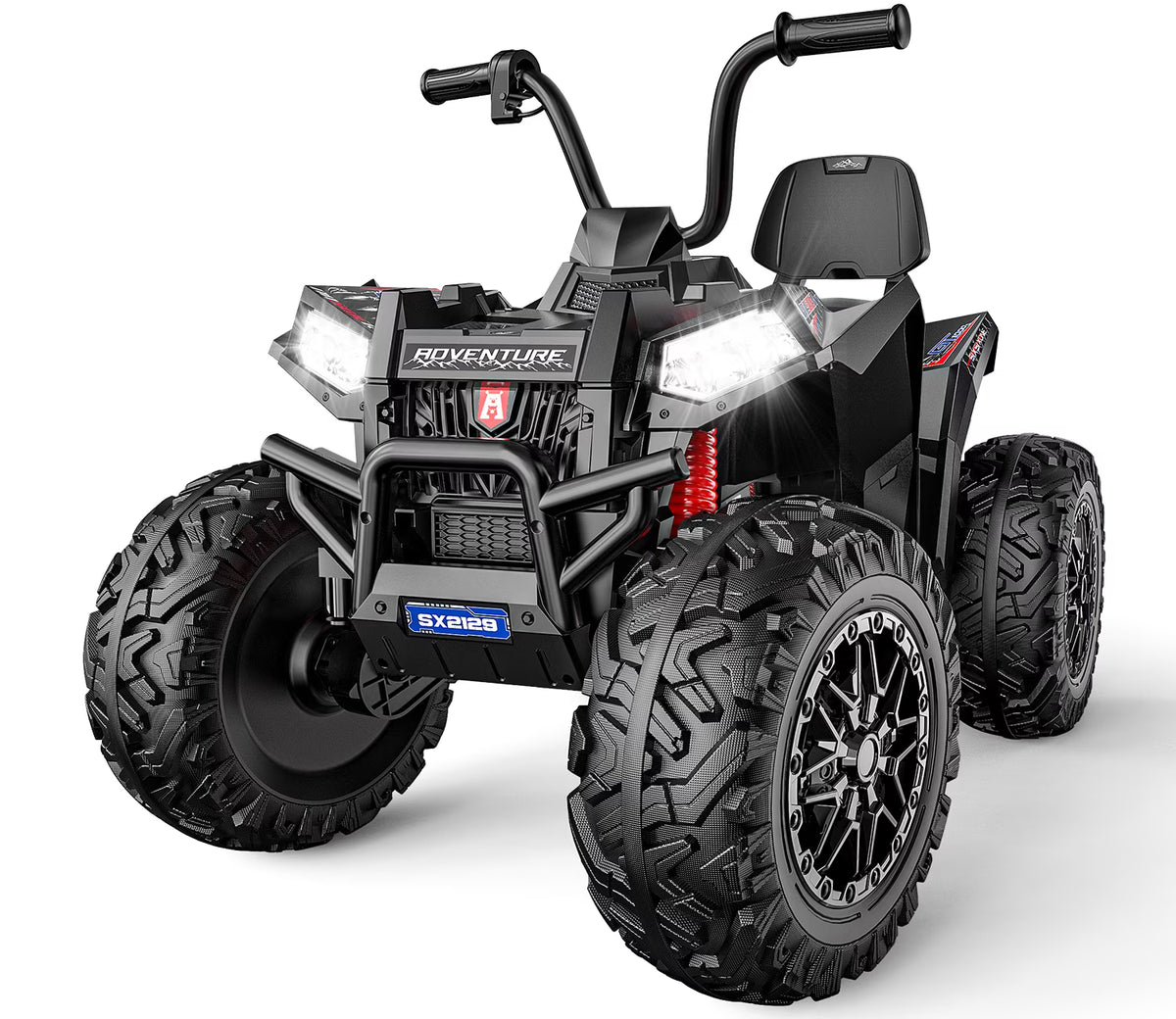 TOYBSNR 24V 2 Seater Kids ATV 4 Wheeler, XXXL 4X4 Ride on Toys with 800W, 17" Big EVA Tires, Electric Car for Kids Ages 5-14, Ride on ATV with Music Bluetooth, Spring Suspension, Max 7.5MPH