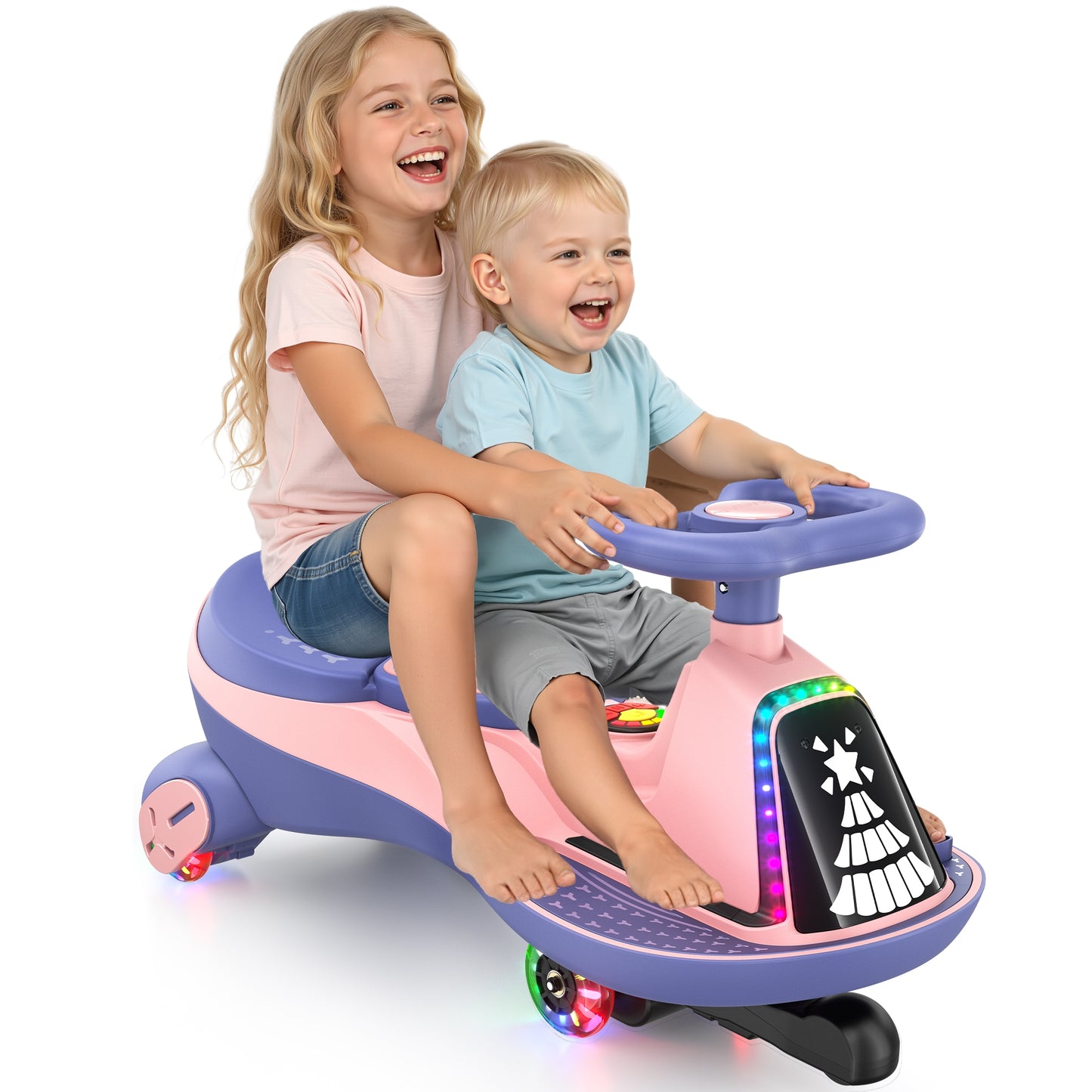 East doll 6V 7Ah Electric Wiggle Car for Kids, Ride on Toys for Toddlers Aged 3+, Cyber Wiggle, Baby Car, 2.8-4.1 Mph, Flashing Wheels, Bluetooth