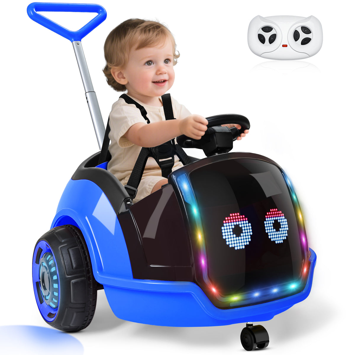 East doll 12V Electric Ride On Toy Car for Toddlers, Kids Puch Car, Outdoor Stroller Toys for Kids, Kids Cars to Ride in, 1-3Y,Remote Control, 1.3-2.5MPH, Music, Horn