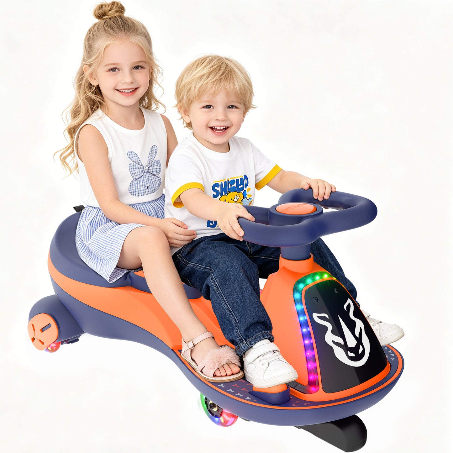 East doll 6V 7Ah Electric Wiggle Car for Kids, Ride on Toys for Toddlers Aged 3+, Cyber Wiggle, Baby Car, 2.8-4.1 Mph, Flashing Wheels, Bluetooth