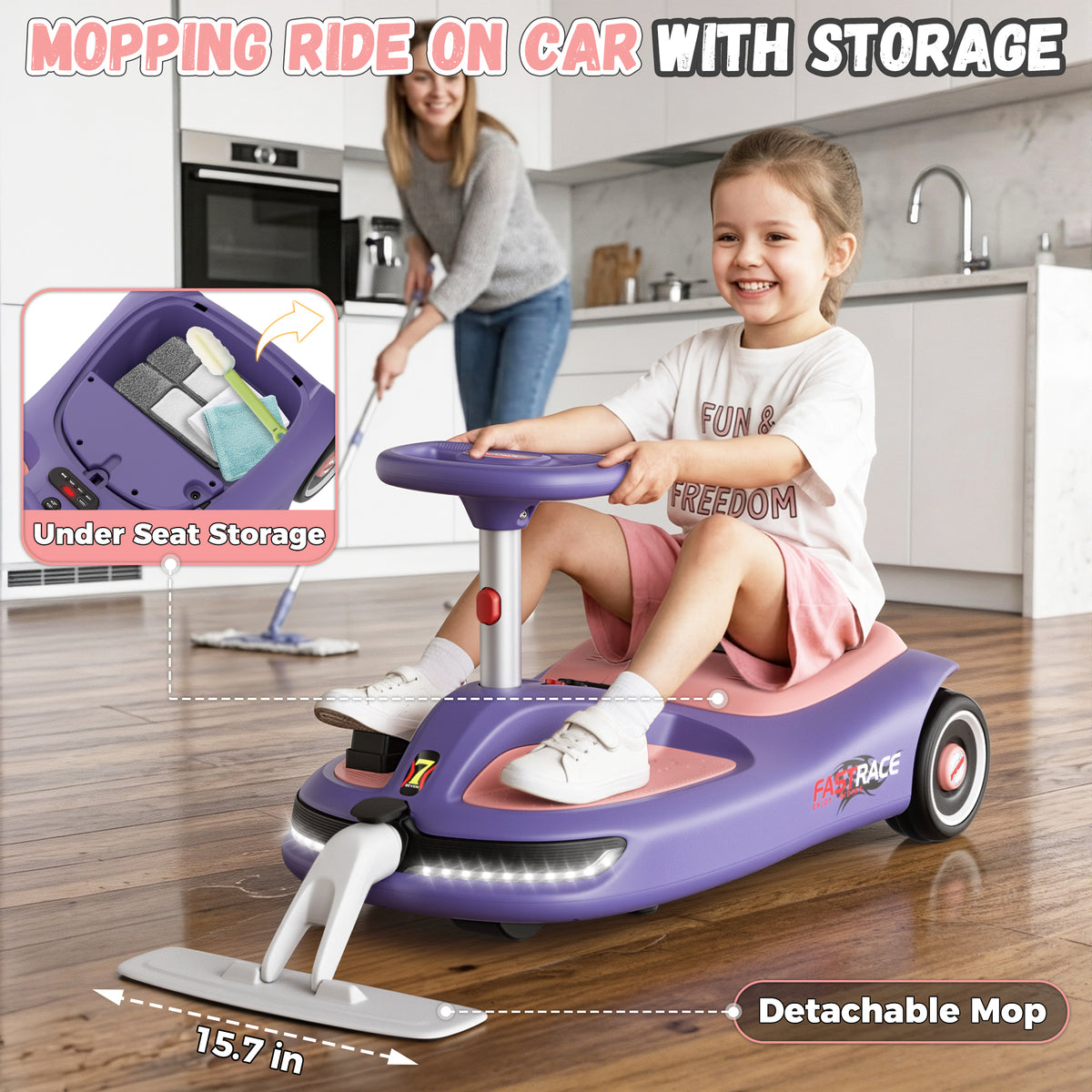 TOYBSNR 12V Electric Wiggle Car with Pedal