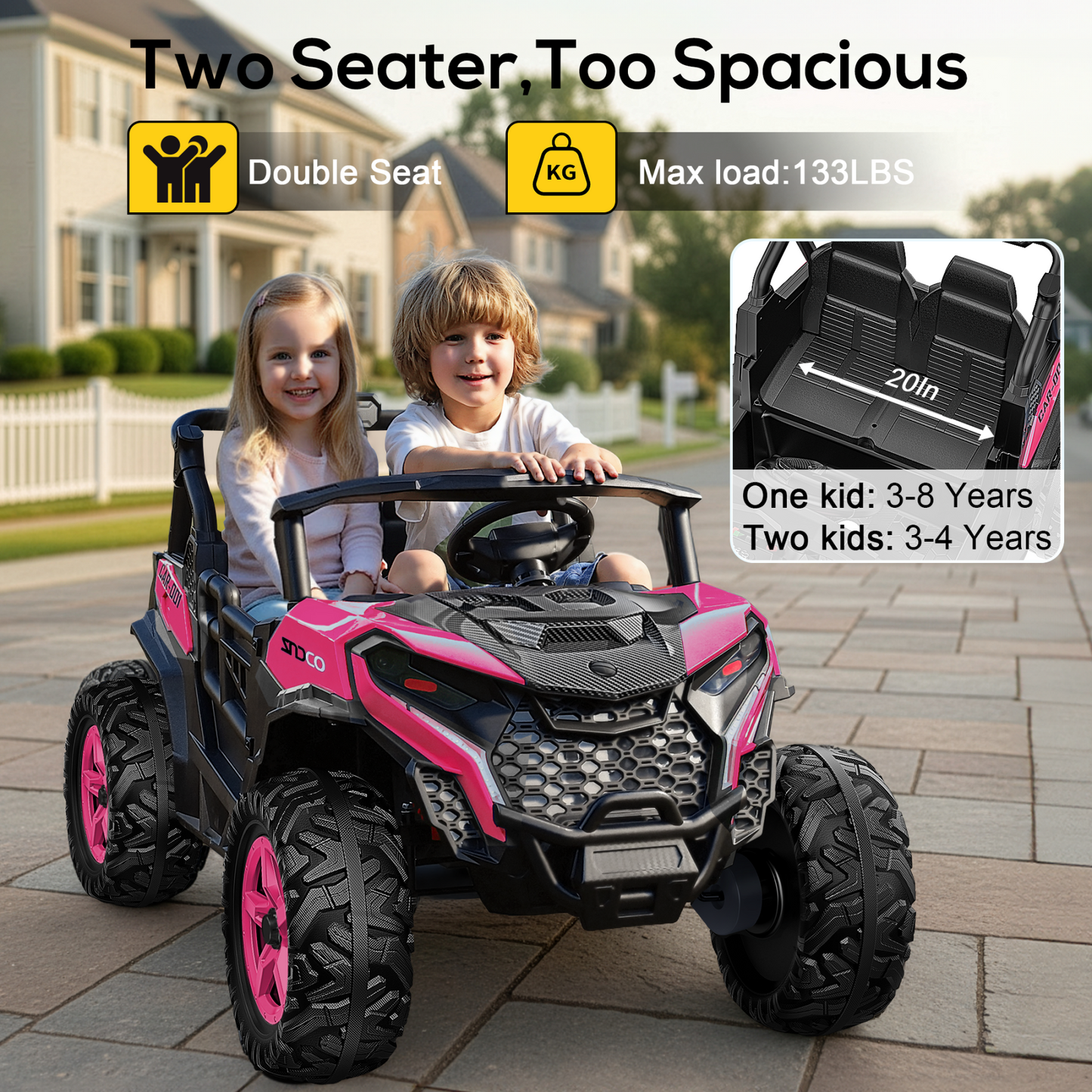 East doll 24V Kids Ride on UTV Car, 2 Seater Ride on Toy for Big Kids, Power Ride on Car for Boys, 4WD 800W Motors, Kid Electric Car Aged 3-8Y , 5.1 MPH , EVA Wheels, Remote Control, Music
