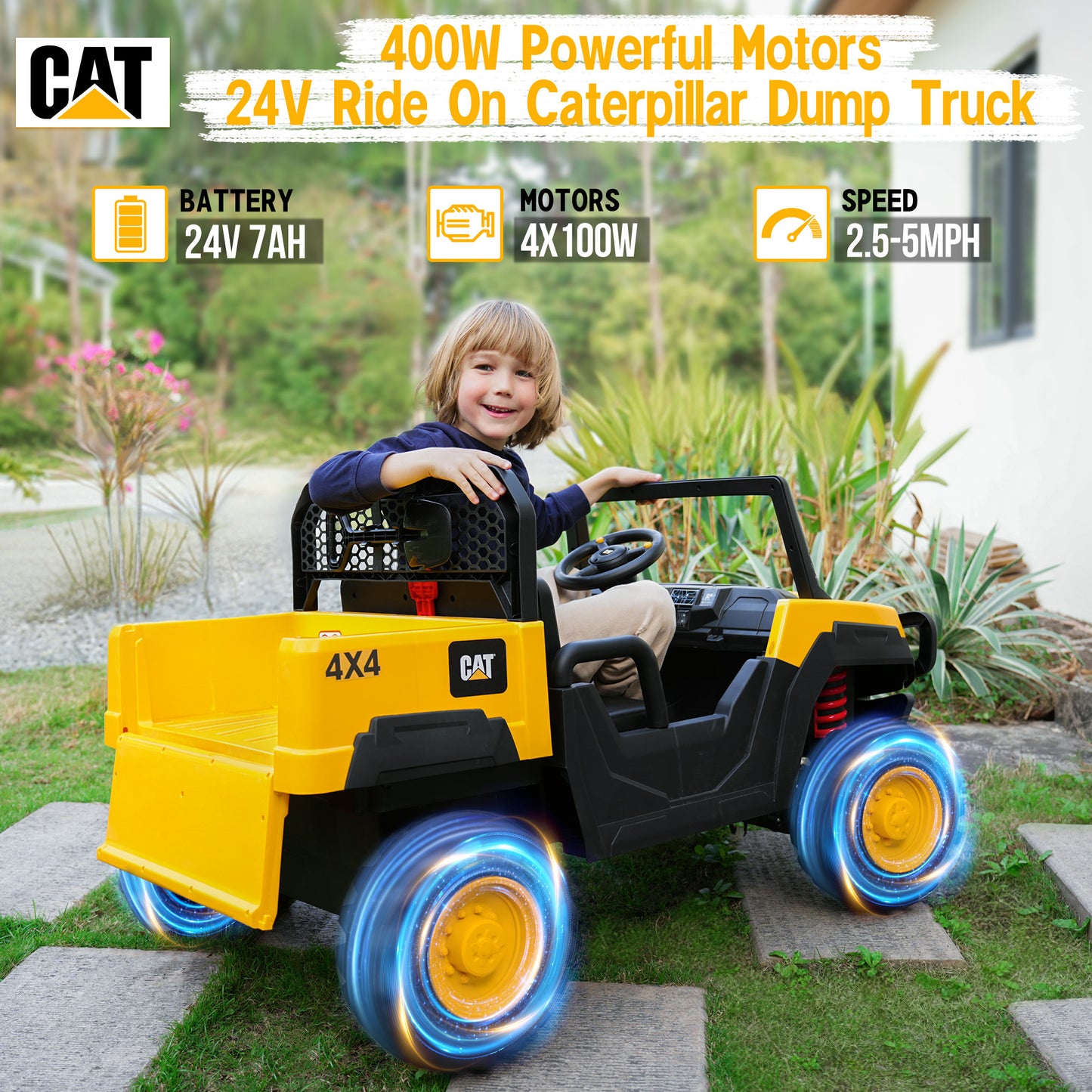 East doll 24V Licensed Caterpillar, Ride on Dump Truck