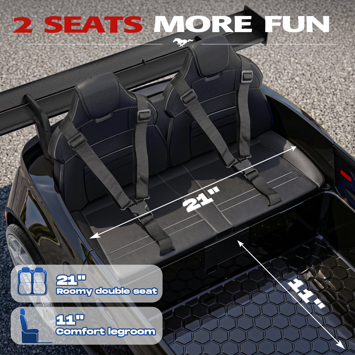 ANPABO Licensed Ford Mustang 24V 2 Seater Ride on Car for Kids Ages 3-8, Black