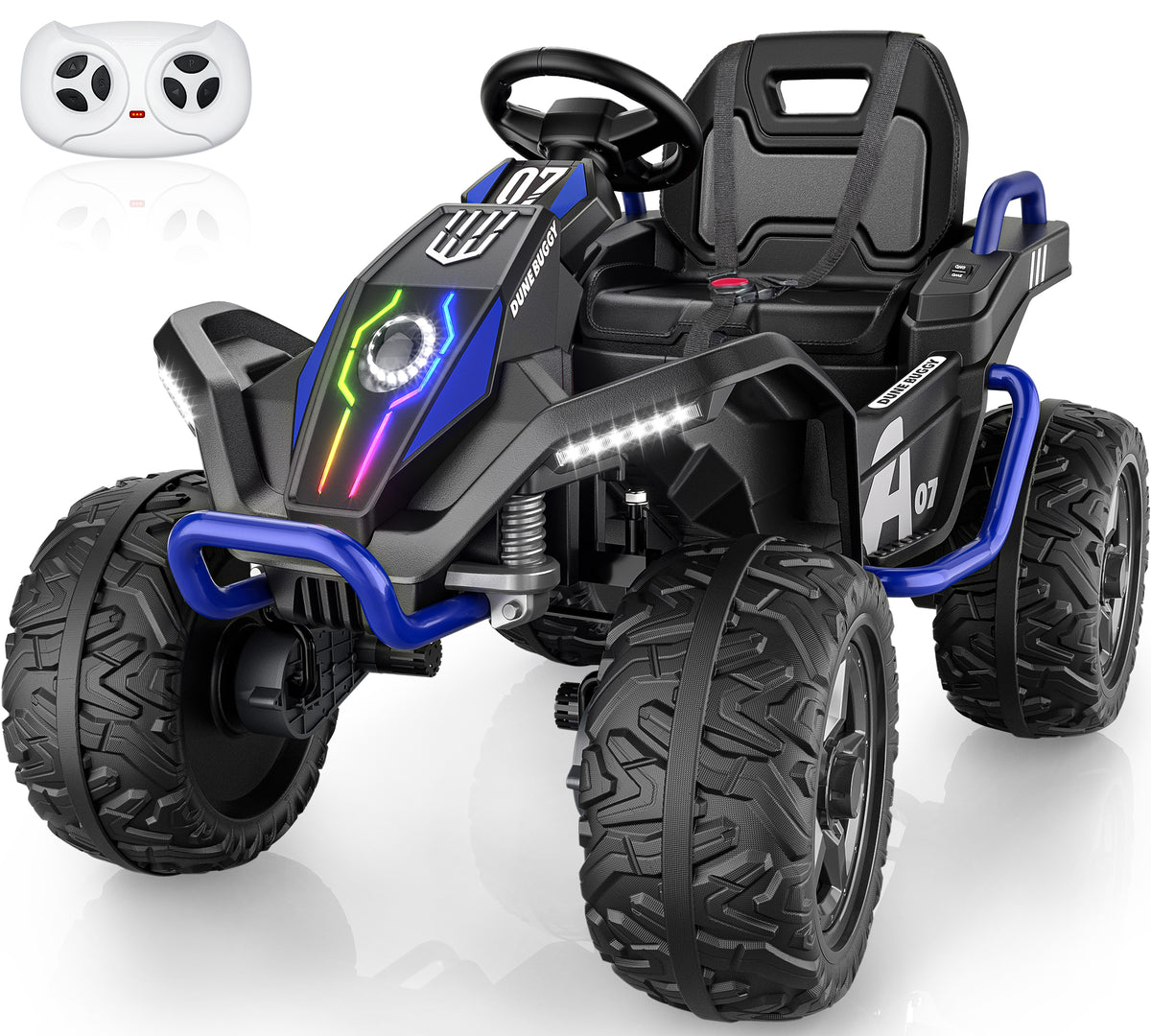 AceCruisers Kids 24V Ride on Toys Ages 3-8 w/ Metal Frame, EVA Tires, Rainbow-shine LED, portable metal handle, 2WD/4WD, 4×100W motors, bluetooth,parent remote control and up to 5 MPH