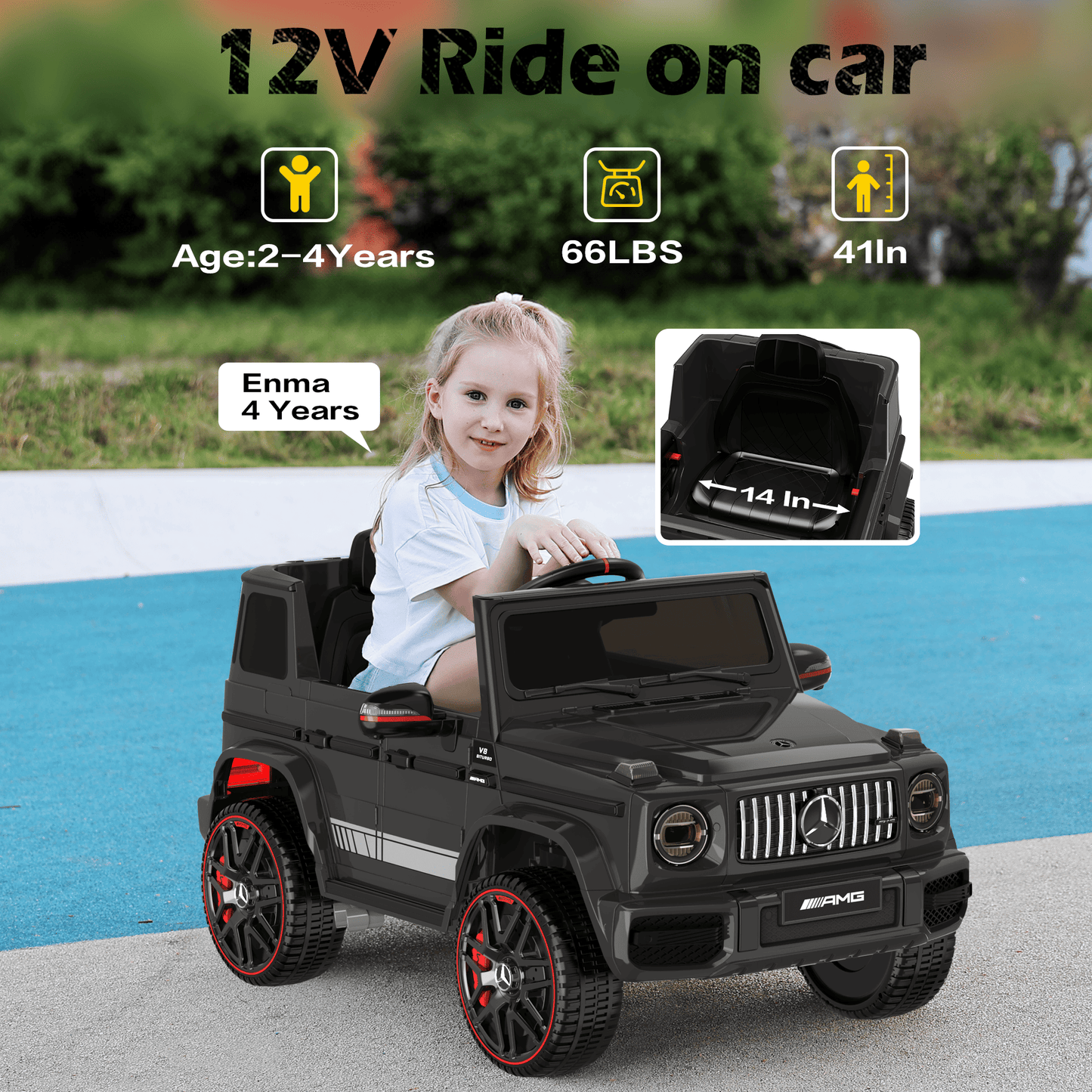 East doll 12V Power Ride on Toys for Toddlers, Kid Electric Car, G63 G Wagon Licensed Mercedes-Benz with Remote Controls, Aged 2-5Y