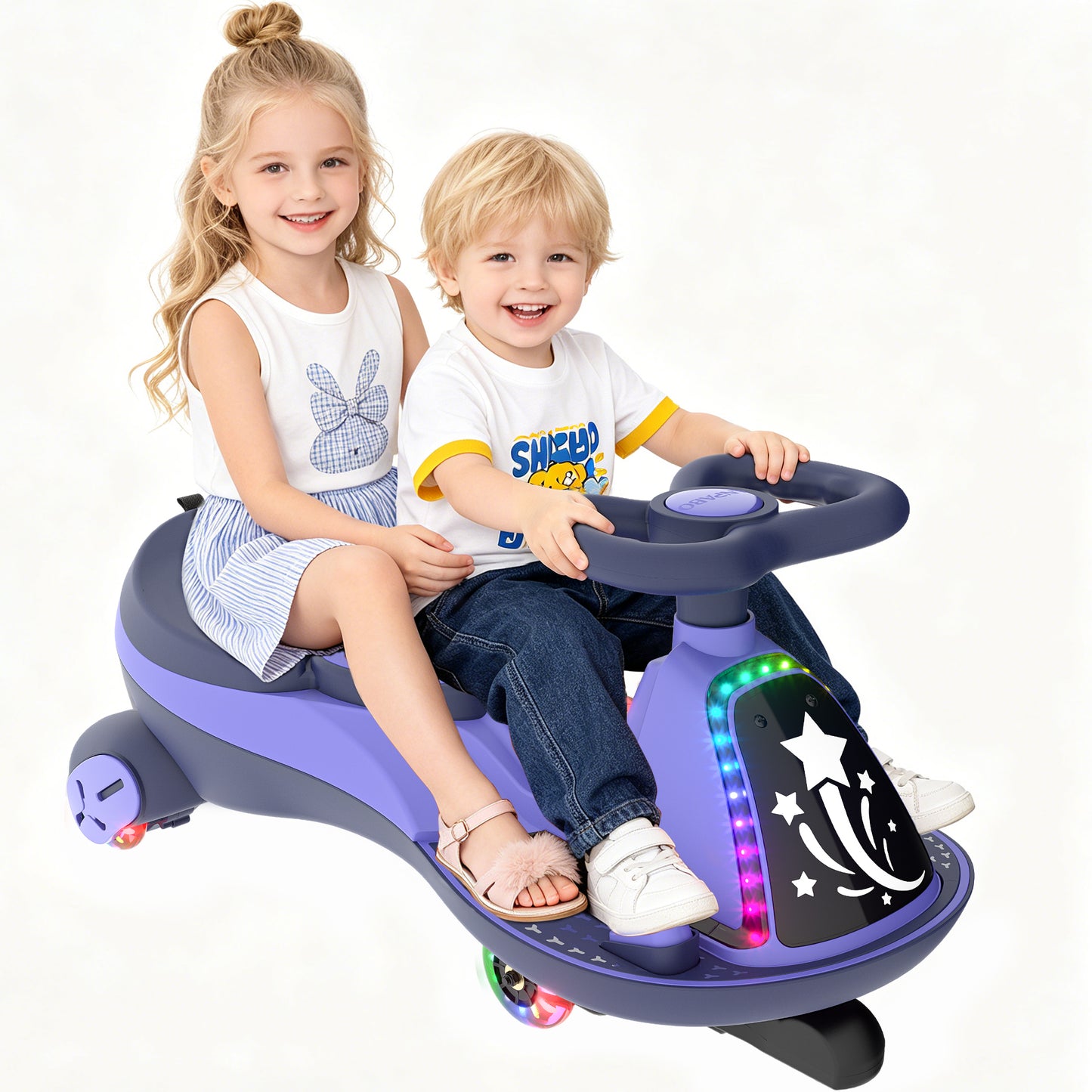 East doll 6V 7Ah Electric Wiggle Car for Kids, Ride on Toys for Toddlers Aged 3+, Cyber Wiggle, Baby Car, 2.8-4.1 Mph, Flashing Wheels, Bluetooth