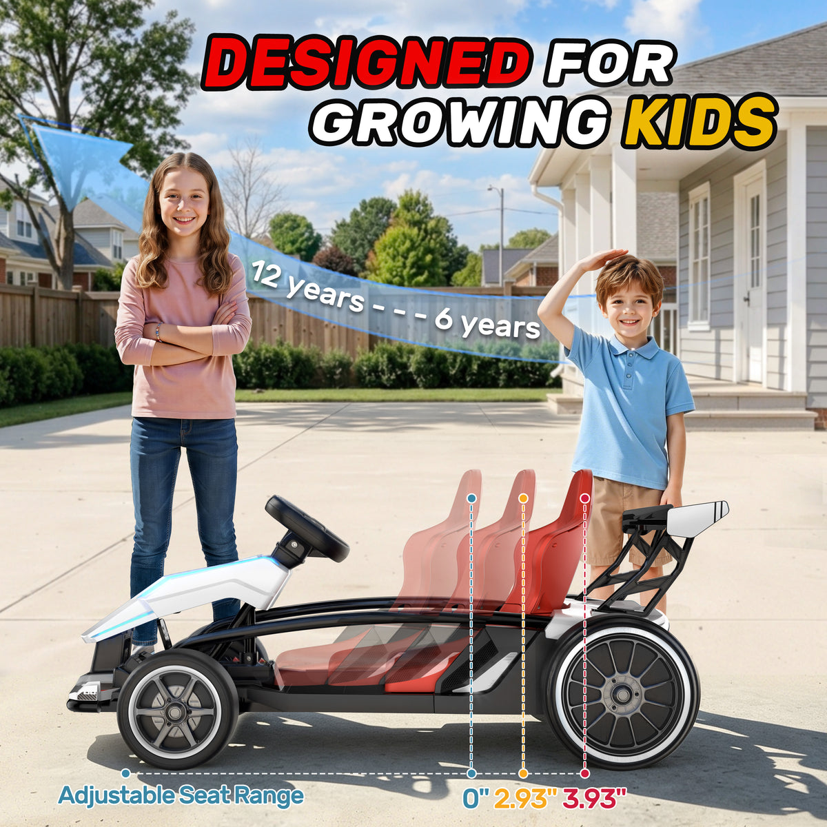 24V Electric Drift Go Kart for Kids Ages 6-14, 400W Motors & 9.3 Mph