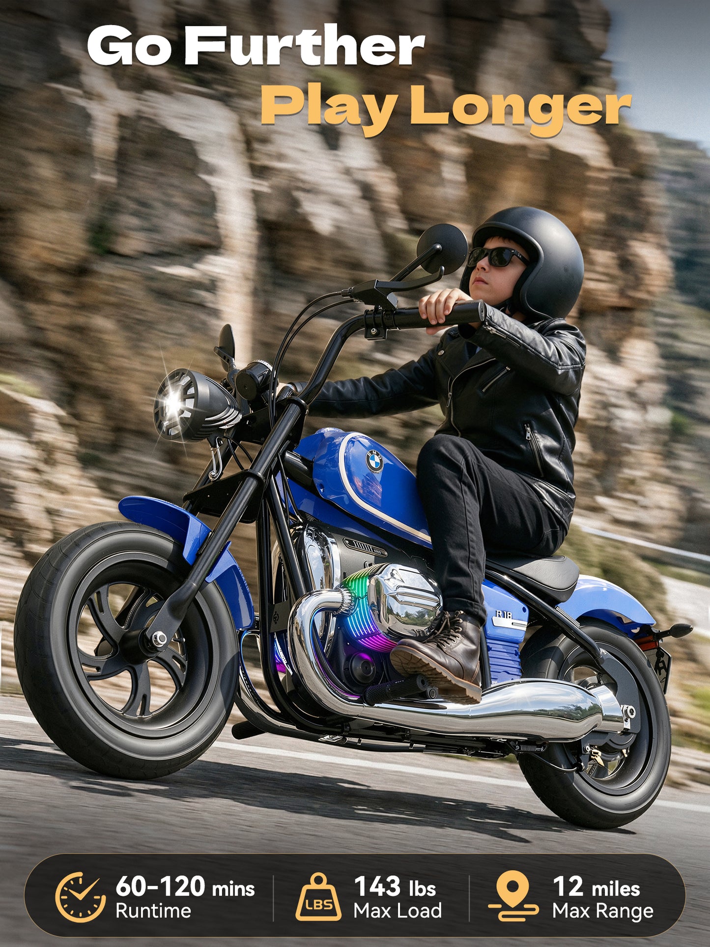 East doll BMW licensed Electric Motorcycle for Kids, Electric Ride on Toy, 200W Power Motor, Up to 13.05MPH & 12 Miles Long-Range, Twist-Grip Throttle, 3-Speed, Lights & Music