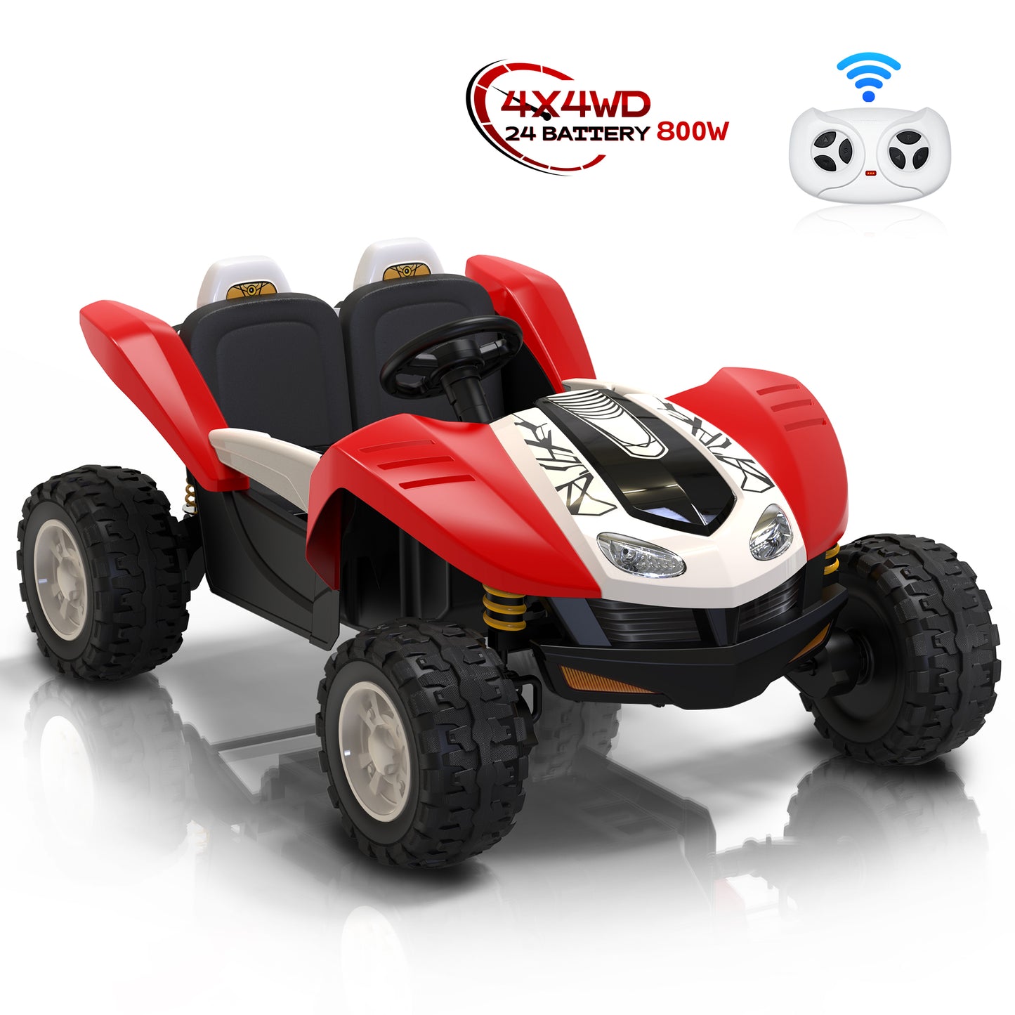 East doll 24V 2 Seater Ride On Car for Big Kids, 4X800W Power Ride On Truck with Remote Control, 21" Seat with Spacious Legroom, EVA Tires, 3 Speeds, Music, Electric Toys Gift for Kids