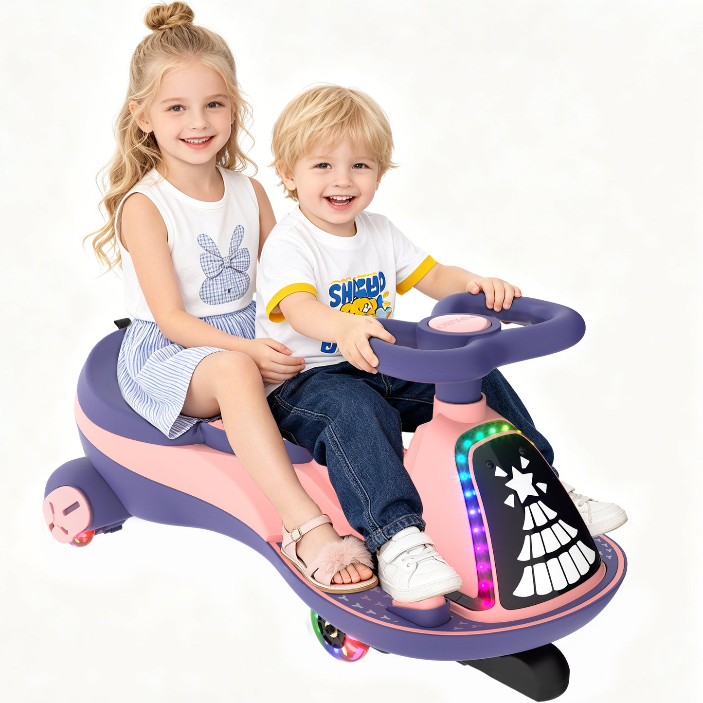 East doll 6V 7Ah Electric Wiggle Car for Kids, Ride on Toys for Toddlers Aged 3+, Cyber Wiggle, Baby Car, 2.8-4.1 Mph, Flashing Wheels, Bluetooth
