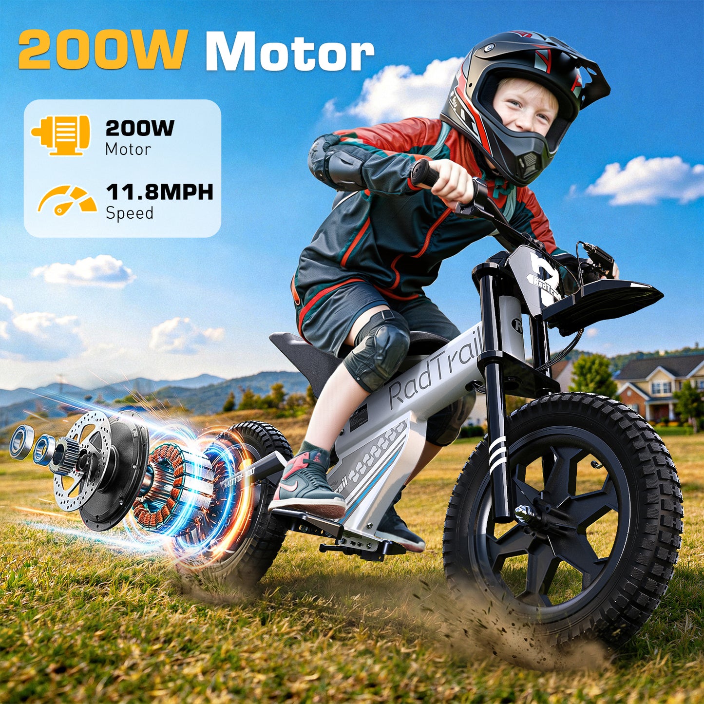 East doll 36V Electric Dirt Bike for Kids, 14" Pneumatic Tire