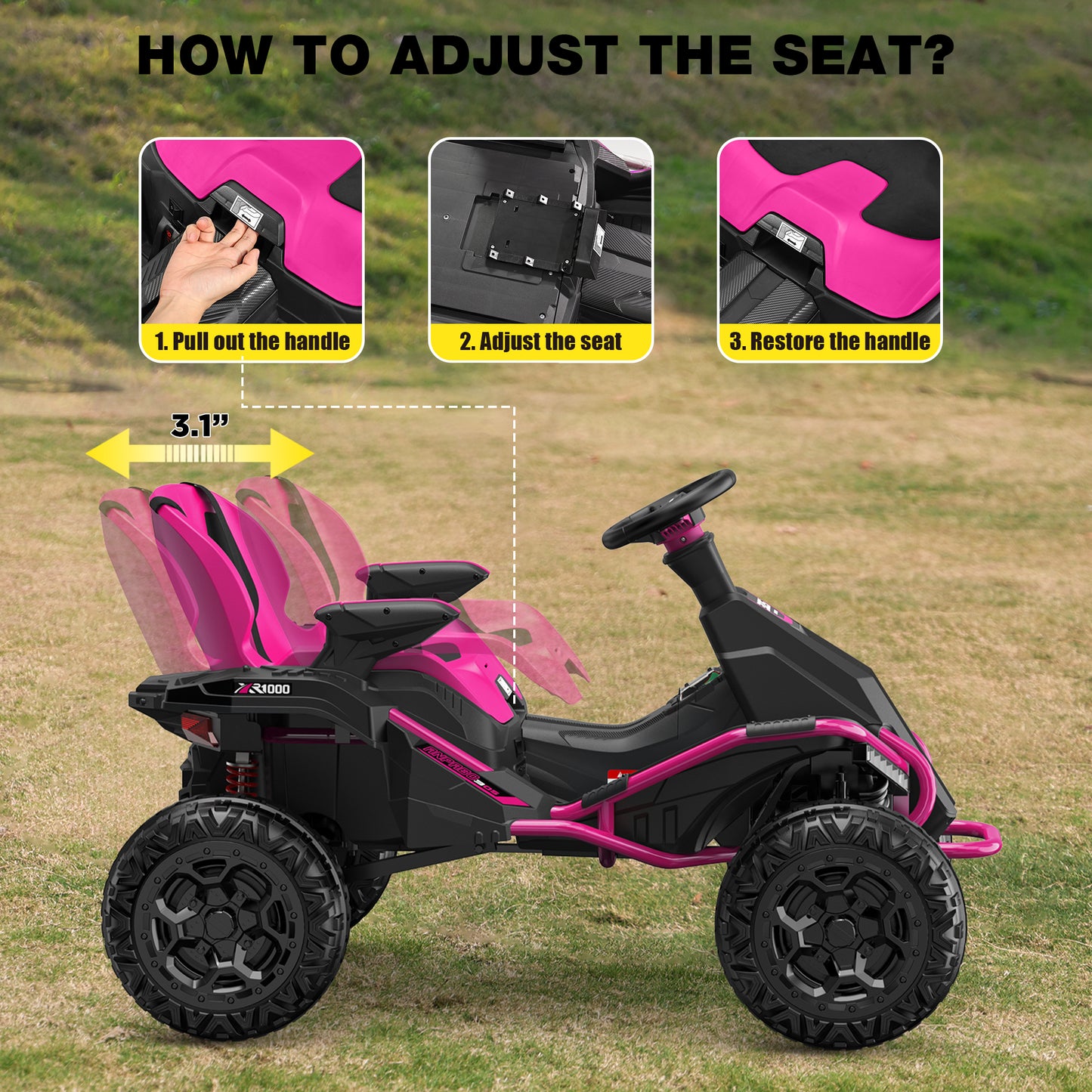 East doll 24V Big Kids Ride on Toys, Electric Power Ride on Car for Kids Age 5-12, 4 Wheeler, 4WD 800W Motors ATV for Kids, 5MPH, Parent Remote, Music