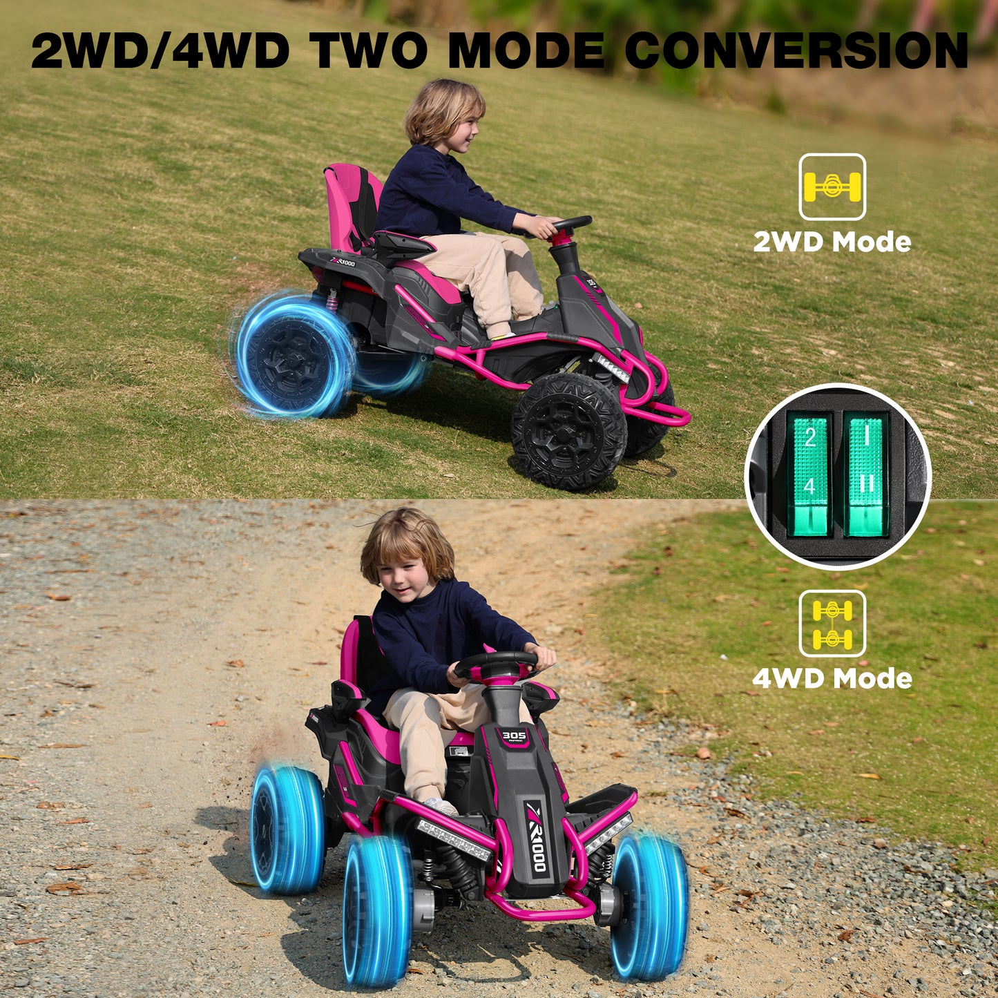 East doll 24V Big Kids Ride on Toys, Electric Power Ride on Car for Kids Age 5-12, 4 Wheeler, 4WD 800W Motors ATV for Kids, 5MPH, Parent Remote, Music