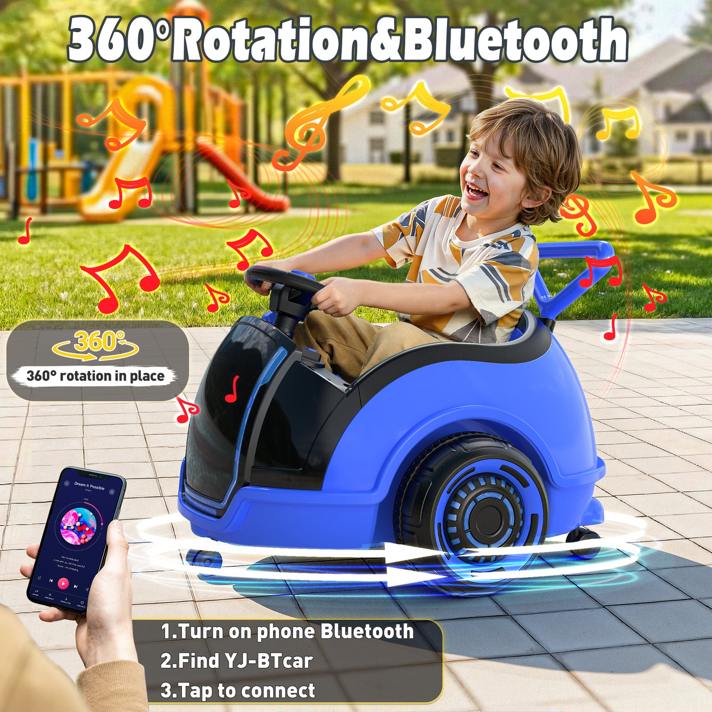 East doll 12V Electric Ride On Toy Car for Toddlers, Kids Puch Car, Outdoor Stroller Toys for Kids, Kids Cars to Ride in, 1-3Y,Remote Control, 1.3-2.5MPH, Music, Horn