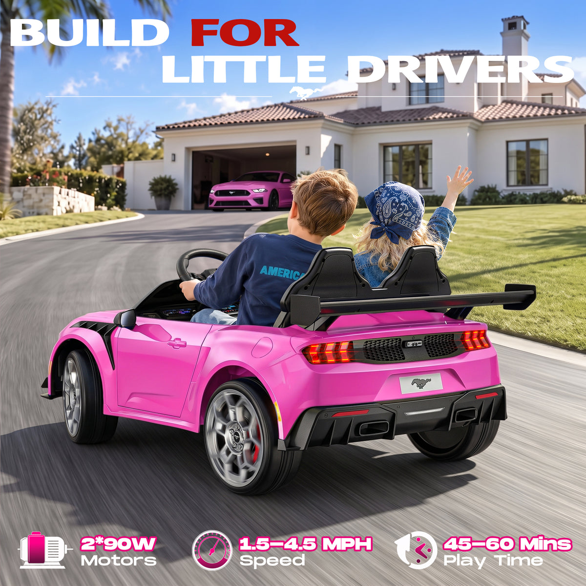 ANPABO Licensed Ford Mustang 24V 2 Seater Ride on Car for Kids Ages 3-8
