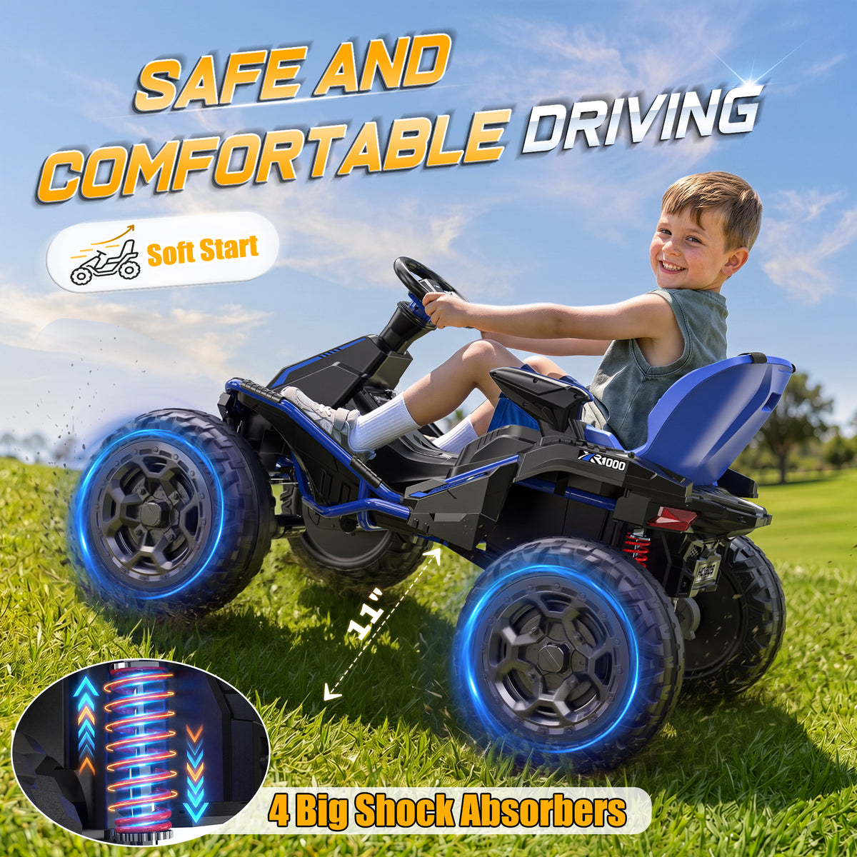 East doll 24V Ride on Toys for Big Kids, 4WD Ride on Car for Kids with 4x200W Motors, Kids Electric Car for Ages 3-12, Parent Remote Control, Adjustable Seat, 5 MPH