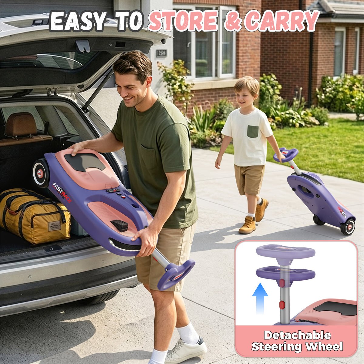 TOYBSNR 12V Electric Wiggle Car with Pedal