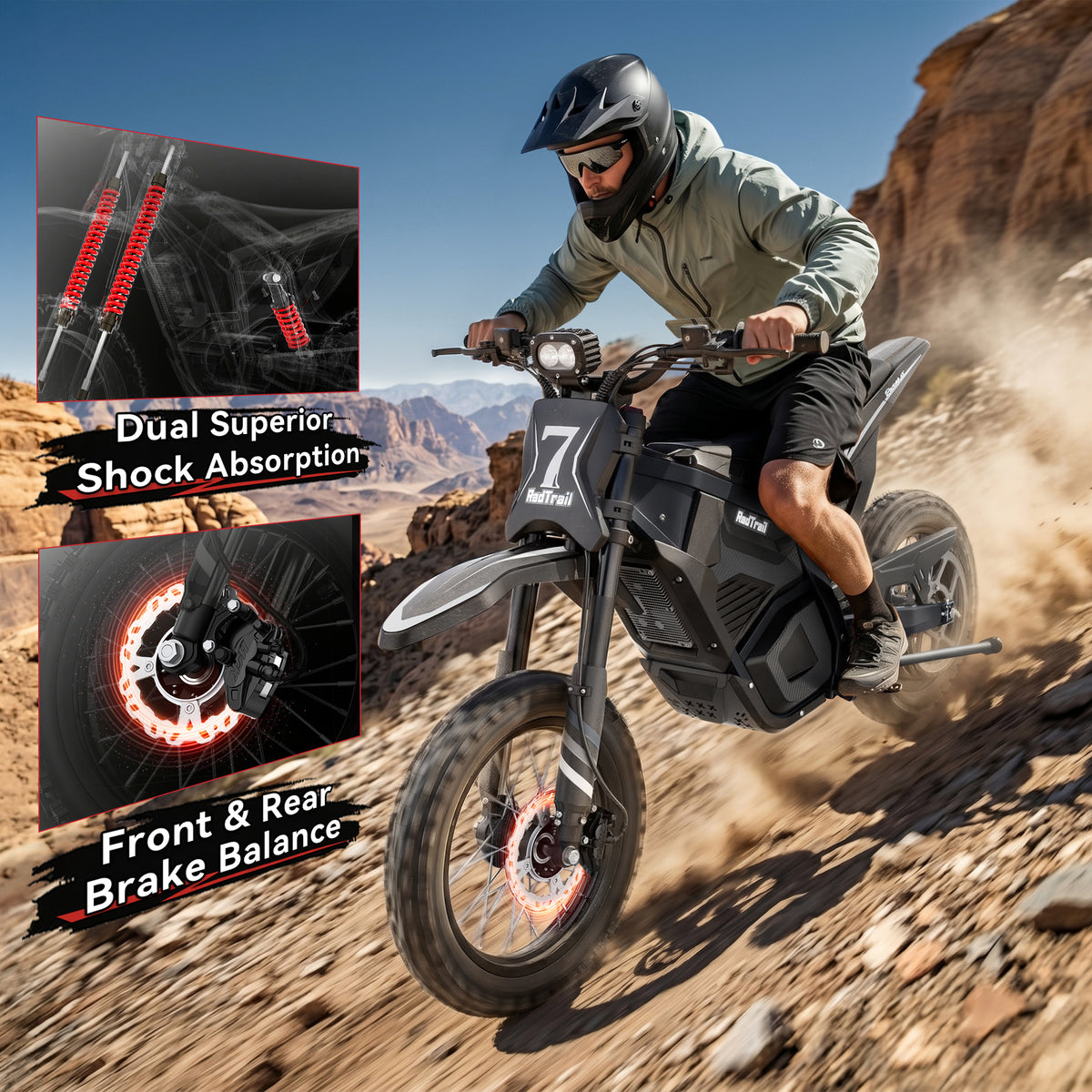 AceCruisers RadTrail M5 48V Electric Dirt Bike for Teens & Adults, 3000W Peak & 40 MPH