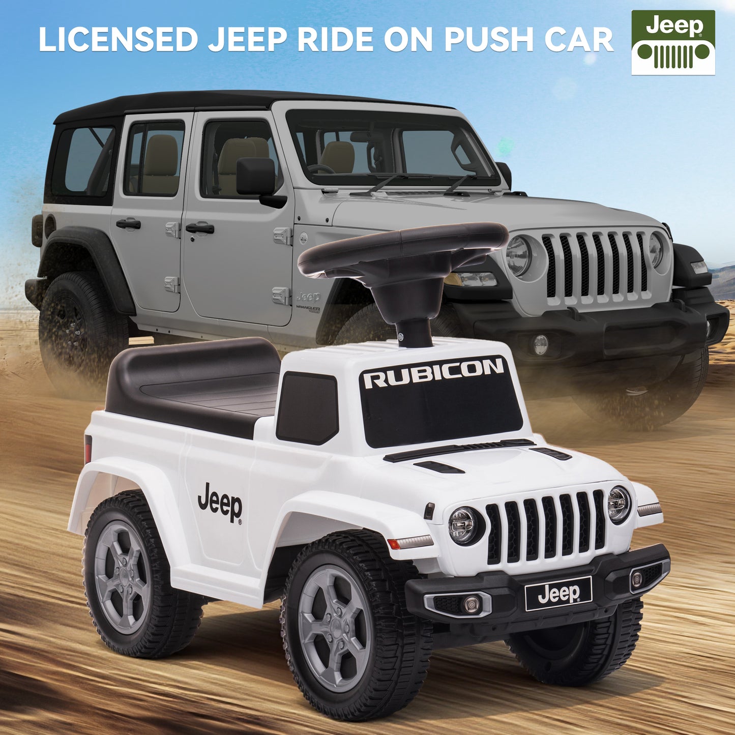 East doll Kids Ride on Push Car, Licensed Jeep ride on toy for toddler, kids jeep Ages 1-3 Years, Horn,Under Seat Storage, 4 wheeler, Baby Walking Racer Gift for Boys Girls