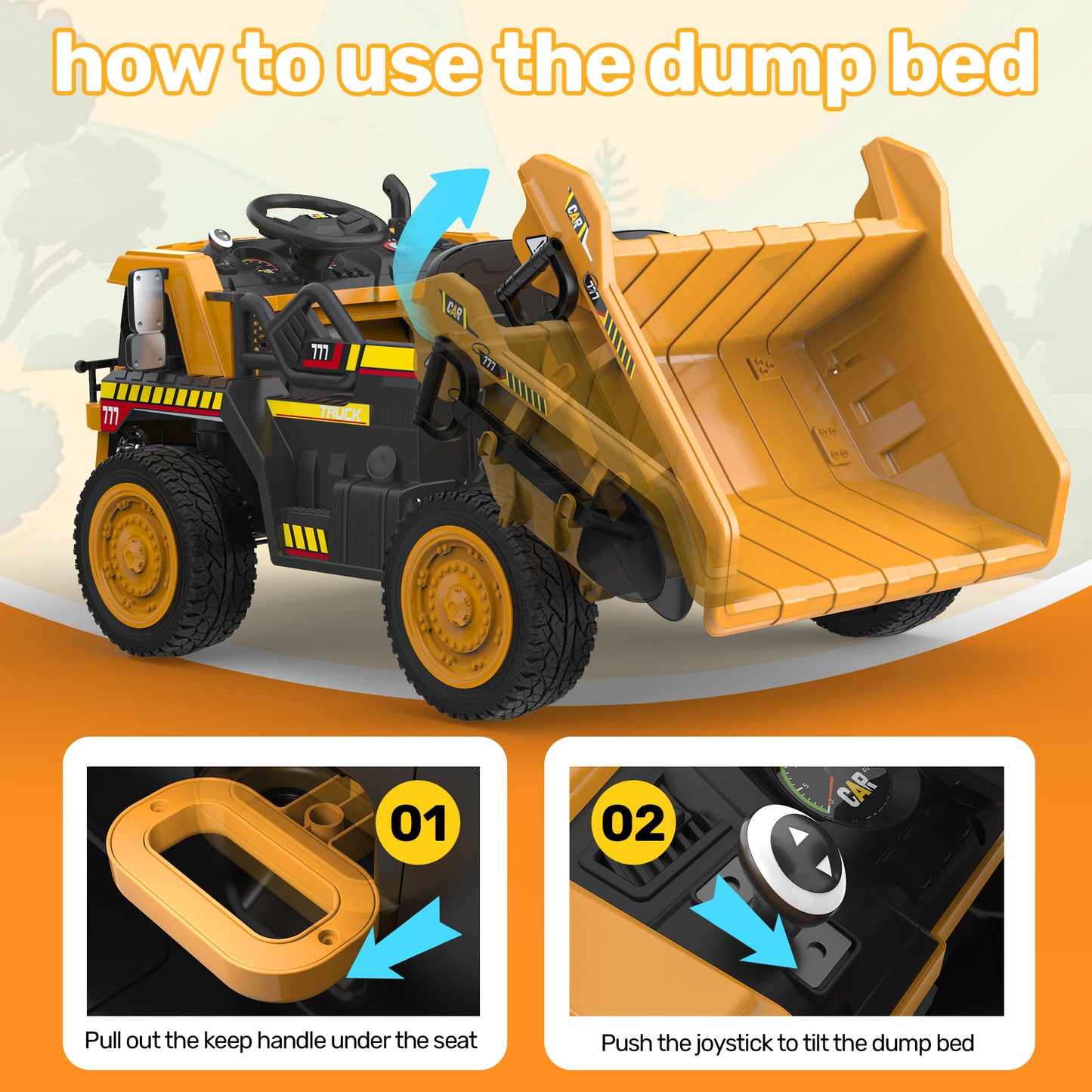 East doll 24V Electric Ride on Dump Truck, Ride on Car with Dump Bed,