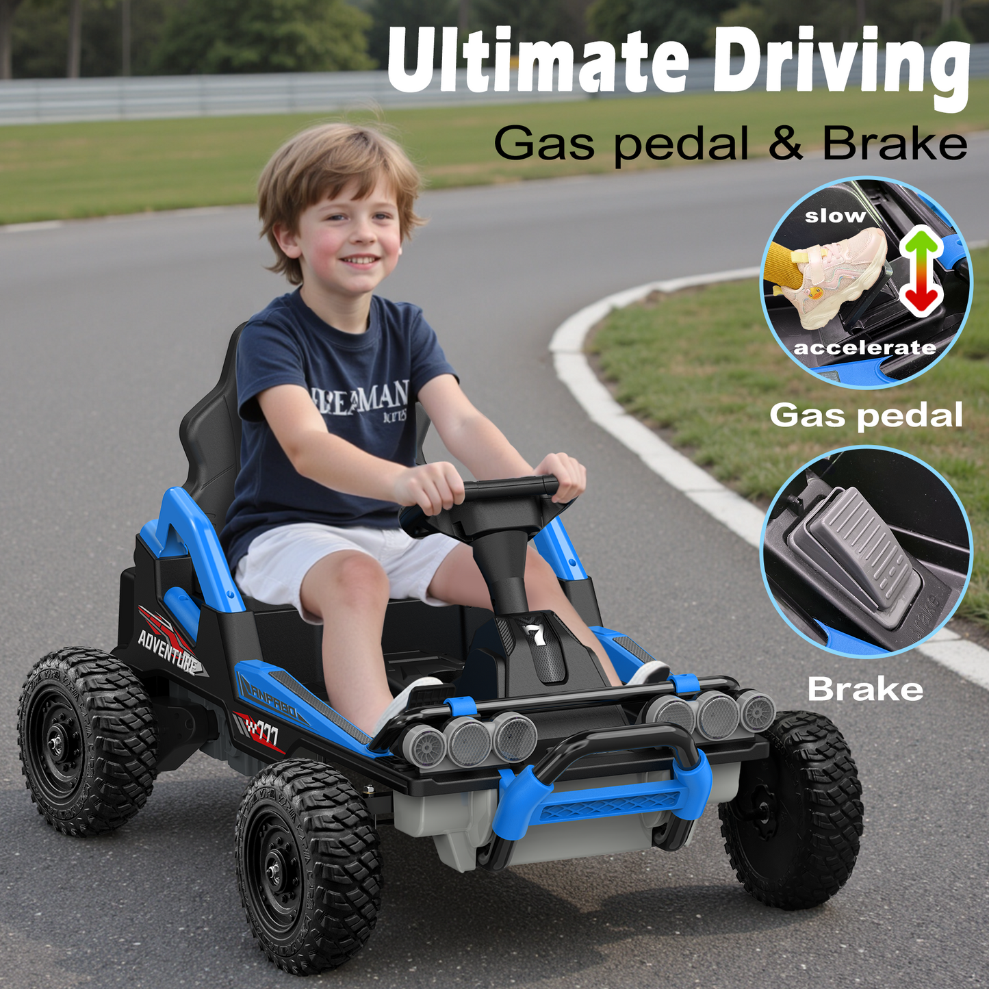 East doll 24V Ride on Toys Car for Big Kids Aged 3+, Electric Kart, Power 2X200W Motors, 4 Wheels, Remote Control, Gas Pedal & Brake, 5MPH
