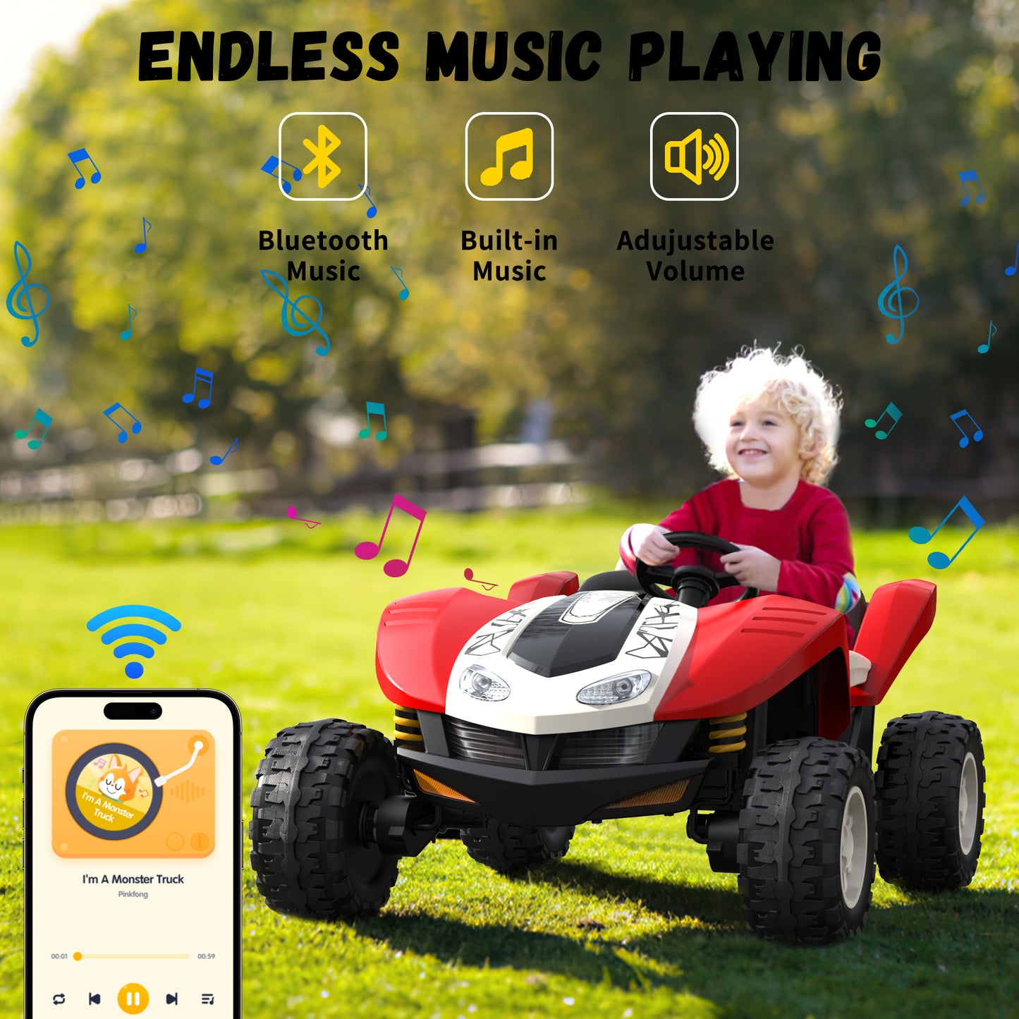 East doll 24V 2 Seater Ride On Car for Big Kids, 4X800W Power Ride On Truck with Remote Control, 21" Seat with Spacious Legroom, EVA Tires, 3 Speeds, Music, Electric Toys Gift for Kids