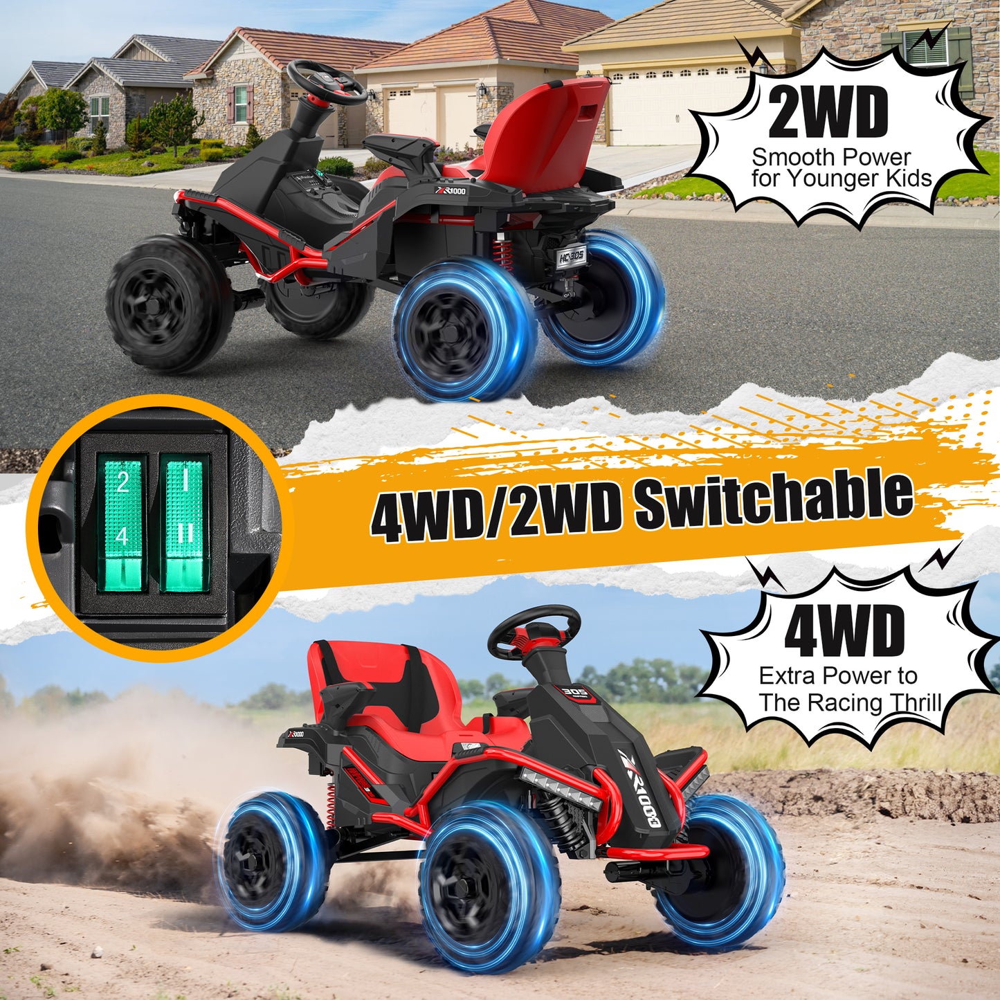 East Doll 24V Ride on ATV Car with 4 Shock Absorbers