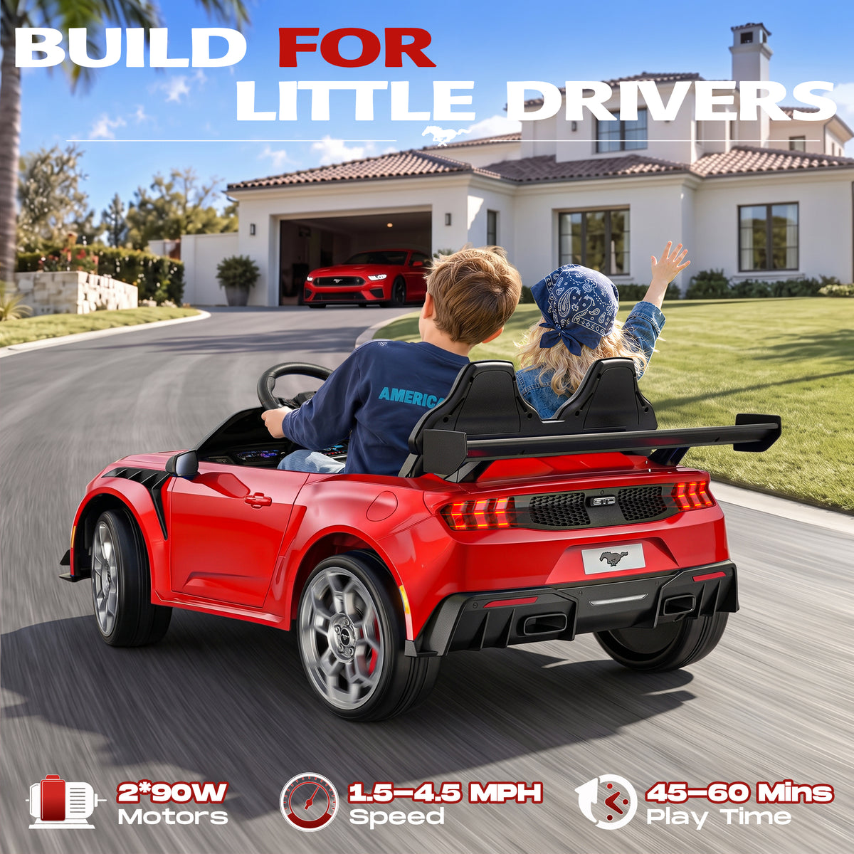 ANPABO Licensed Ford Mustang 24V 2 Seater Ride on Car for Kids Ages 3-8
