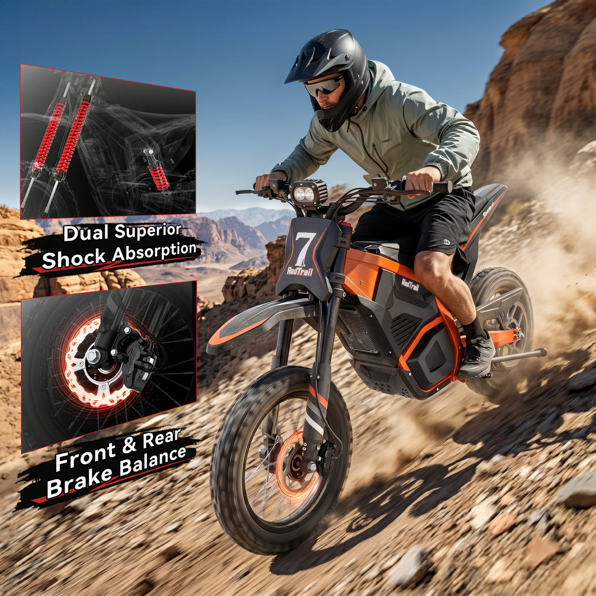 AceCruisers RadTrail M5 48V Electric Dirt Bike for Teens & Adults, 3000W Peak & 40 MPH