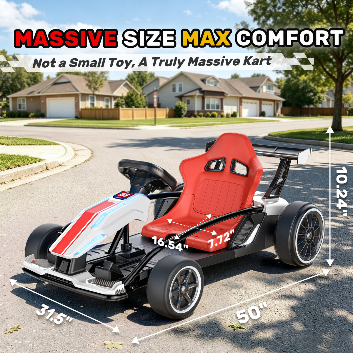 24V Electric Drift Go Kart for Kids Ages 6-14, 400W Motors & 9.3 Mph