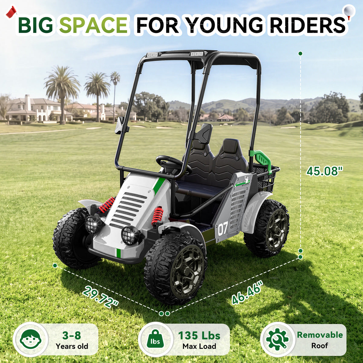 ARBELI 24V 2 Seater Ride on Toys for Big Kids, Dual Spring Suspension Ride on Car with Remote Control, Powerful 4WD Motors, Max Speed 5 MPH, Load 135 Lbs