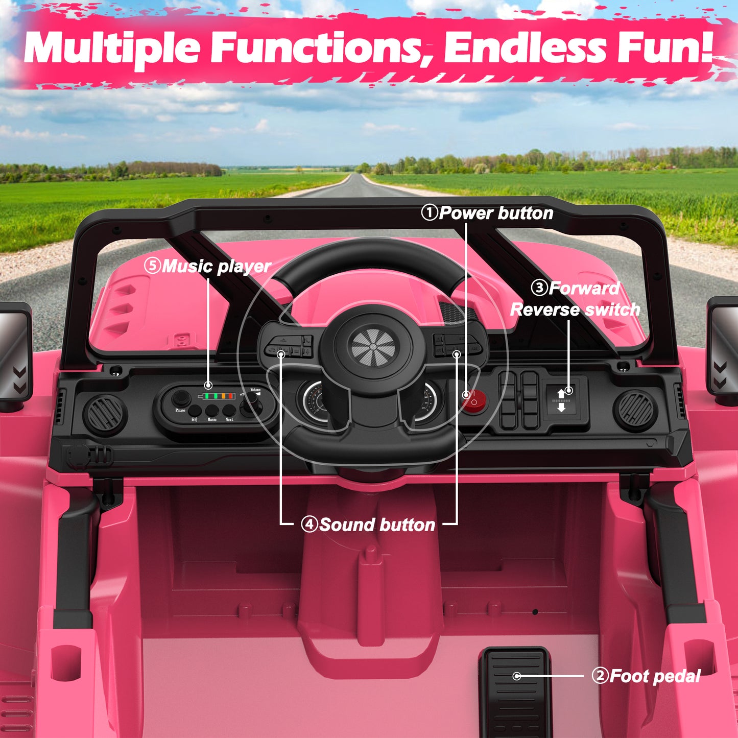 East doll 12V Ride on Car for Toddlers, Kids Electric Car with Remote Control, Bluetooth, Music, 3 Speeds for Kids Gifts