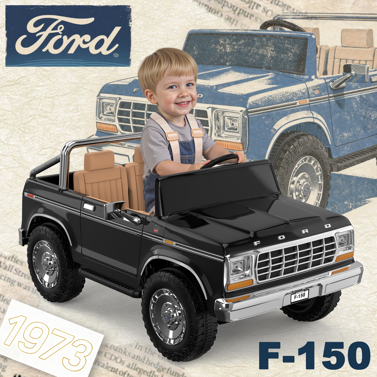 ANPABO Licensed Ford F-150 24V 2 Seater Ride on Car for Kids, Black