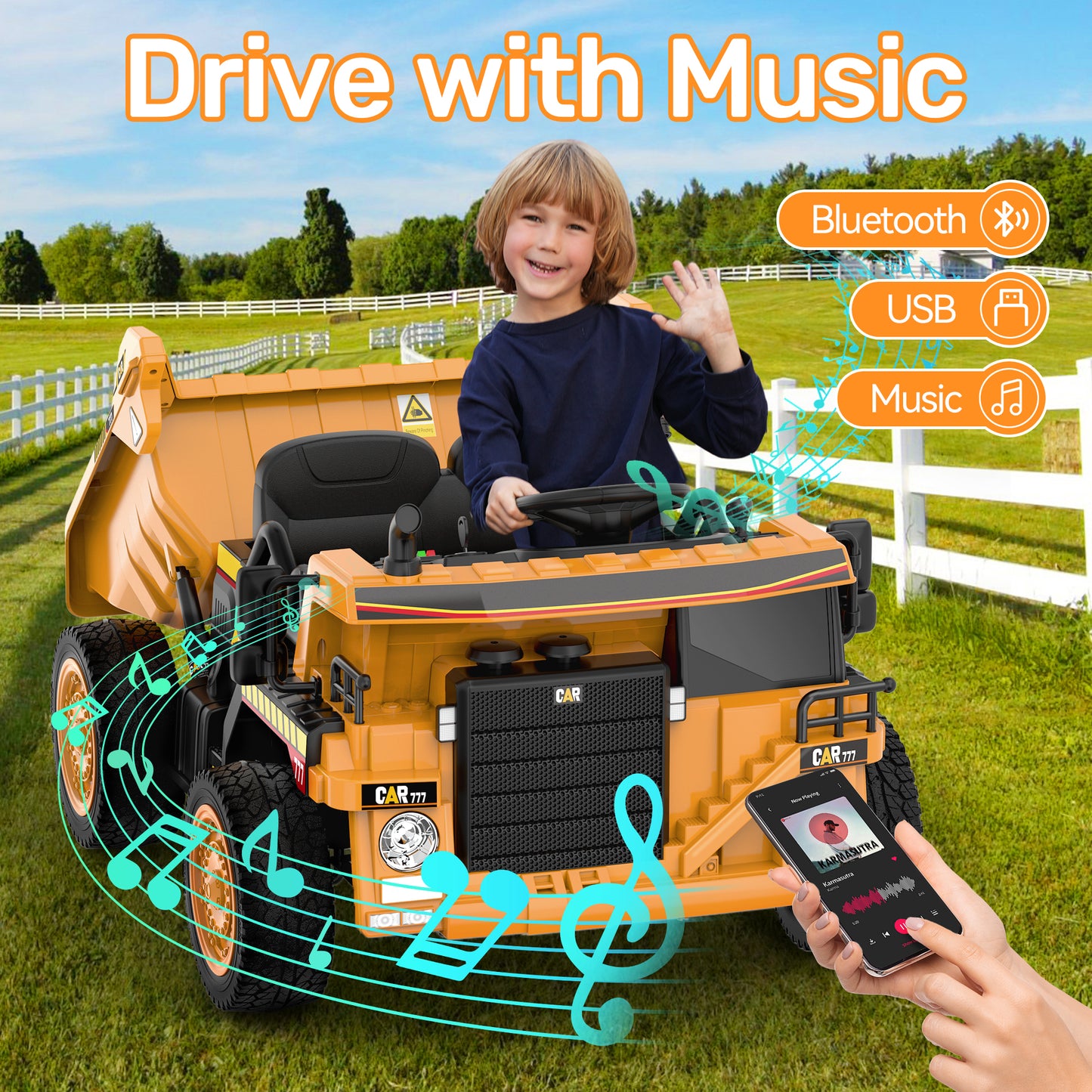 East doll 24V Ride on Dump Truck, Ride on UTV Car for Kids with Electric Dump Bed, 300W Powerful Motors, 4.4Mph, Remote Control, EVA Tires, Electric Truck for Kids