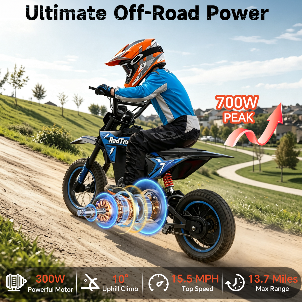AceCruisers 36V Electric Dirt Bike for Kids 4-10, 700W Peak & Max 15.5 MPH, 13.7 Miles