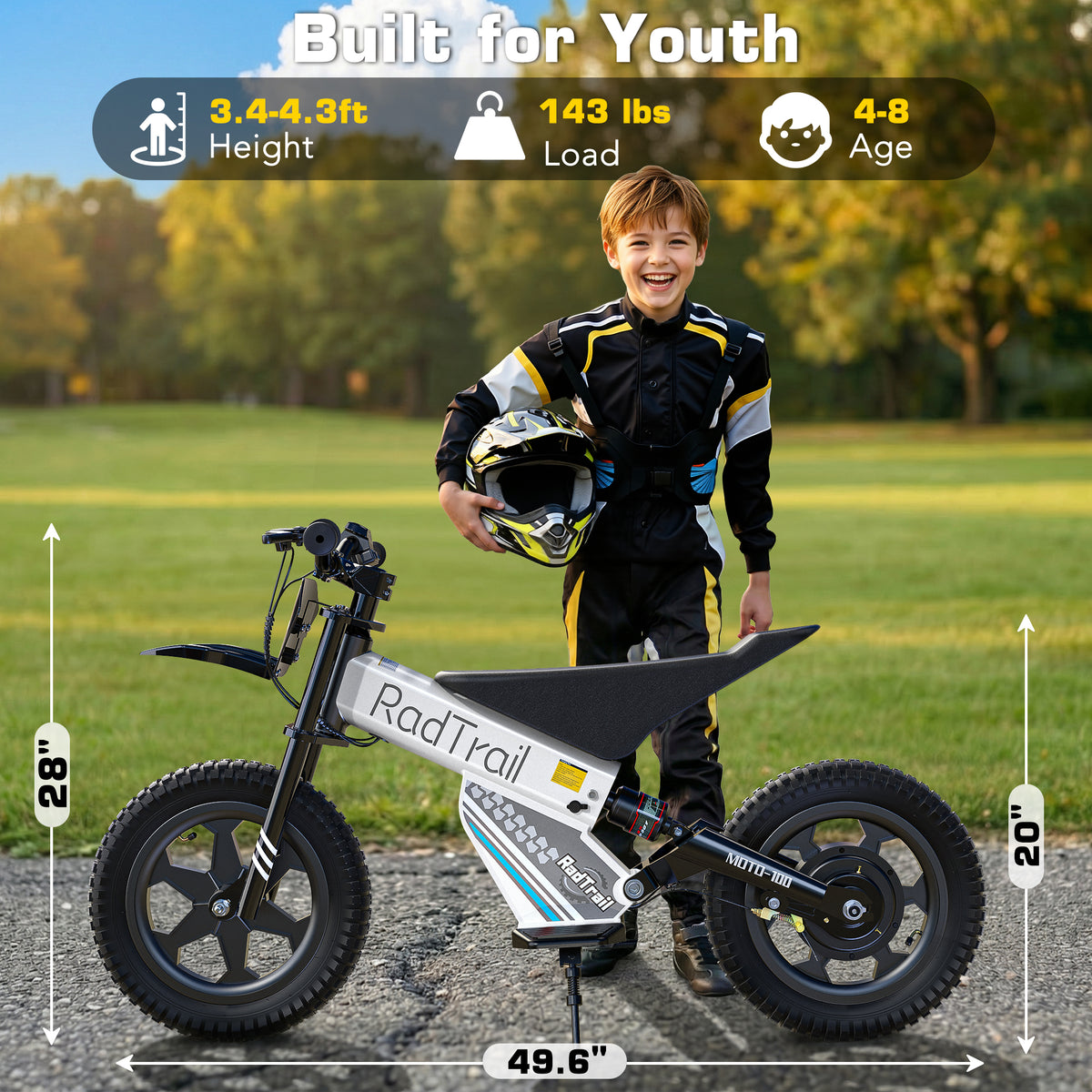 AceCruisers 36V Peak 500W Brushless Electric Dirt Bike for Kids, Up to13 MPH & 13 Miles