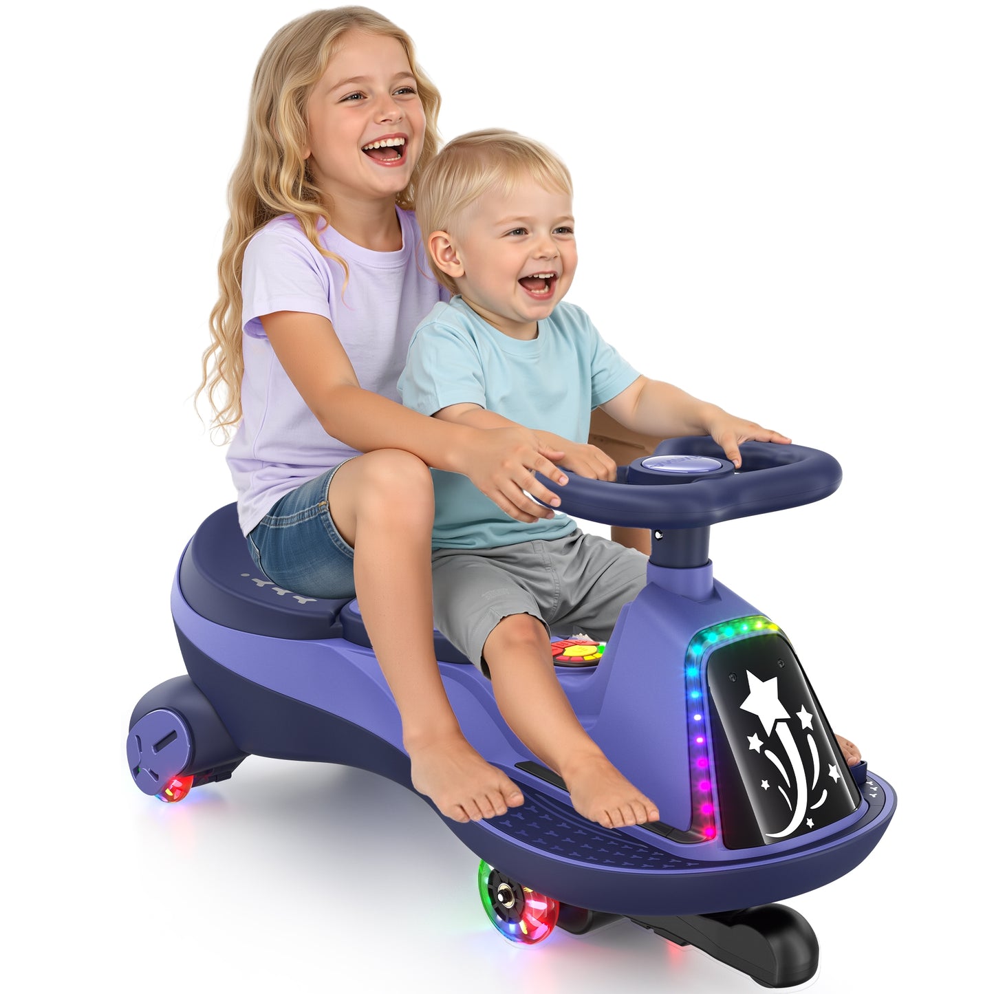 East doll 6V 7Ah Electric Wiggle Car for Kids, Ride on Toys for Toddlers Aged 3+, Cyber Wiggle, Baby Car, 2.8-4.1 Mph, Flashing Wheels, Bluetooth