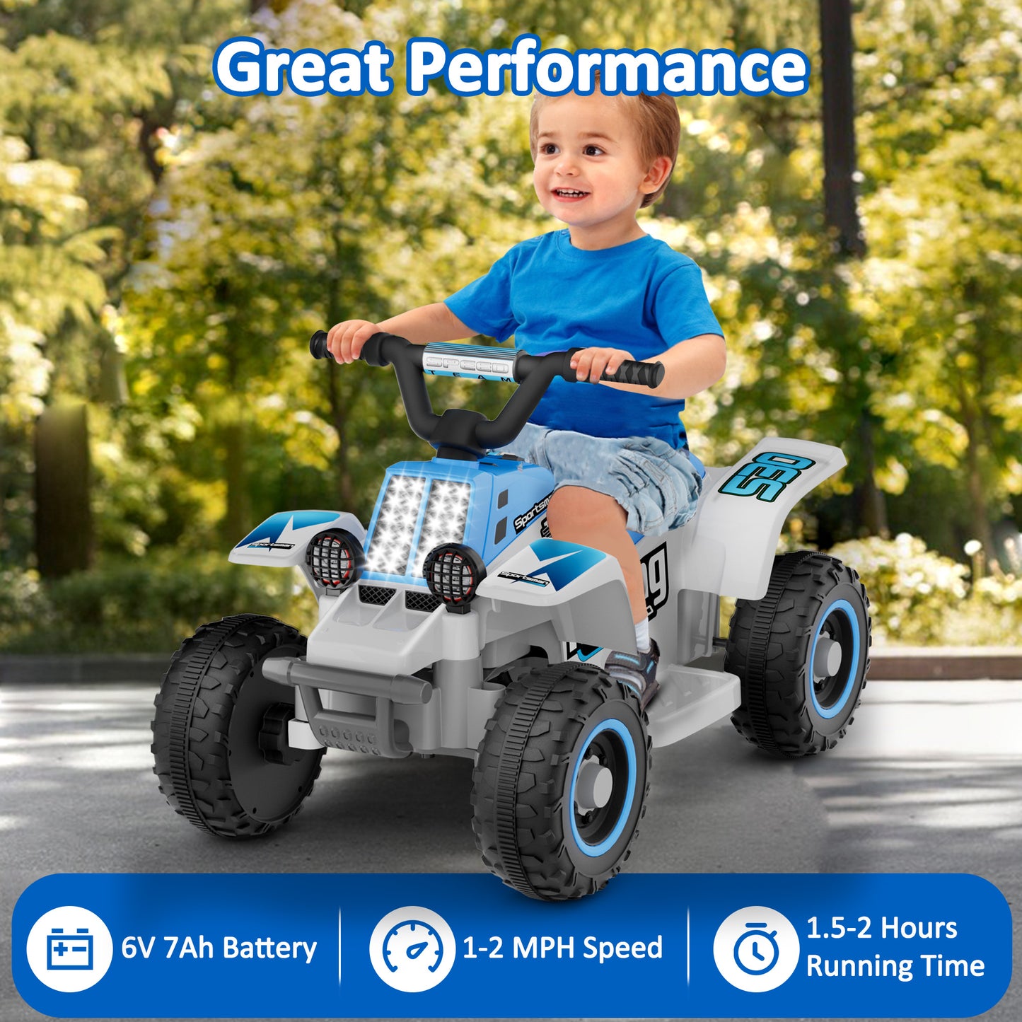 Eastdoll 6V 7Ah Ride on ATV Car for Kids, 2MPH, 55 Lbs