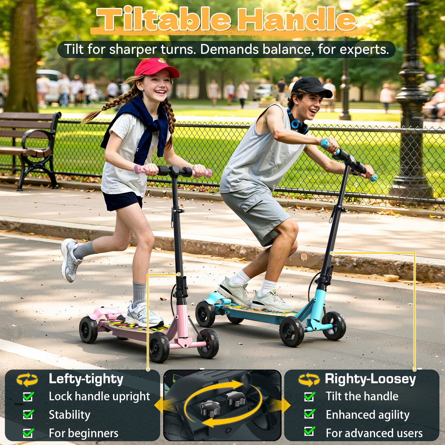4-Wheel Electric Scooter for Kids w/250W Brushless Motor, Max 10 MPH & 8.5 Miles, Rainbow Lights, LED Display, 5 Speed, Adjustable Balance Kids Electric Scooter, UPC: B0FNDLN4LK