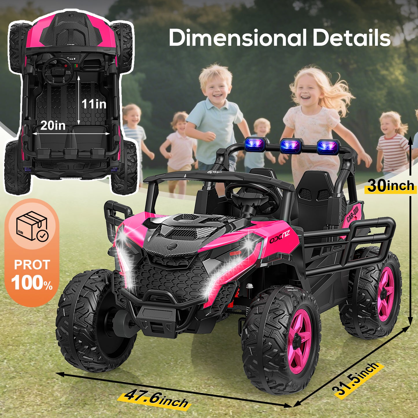 East doll 24V Kids Ride on UTV Car, 2 Seater Ride on Toy for Big Kids, Power Ride on Car for Boys, 4WD 800W Motors, Kid Electric Car Aged 3-8Y , 5.1 MPH , EVA Wheels, Remote Control, Music, Pink