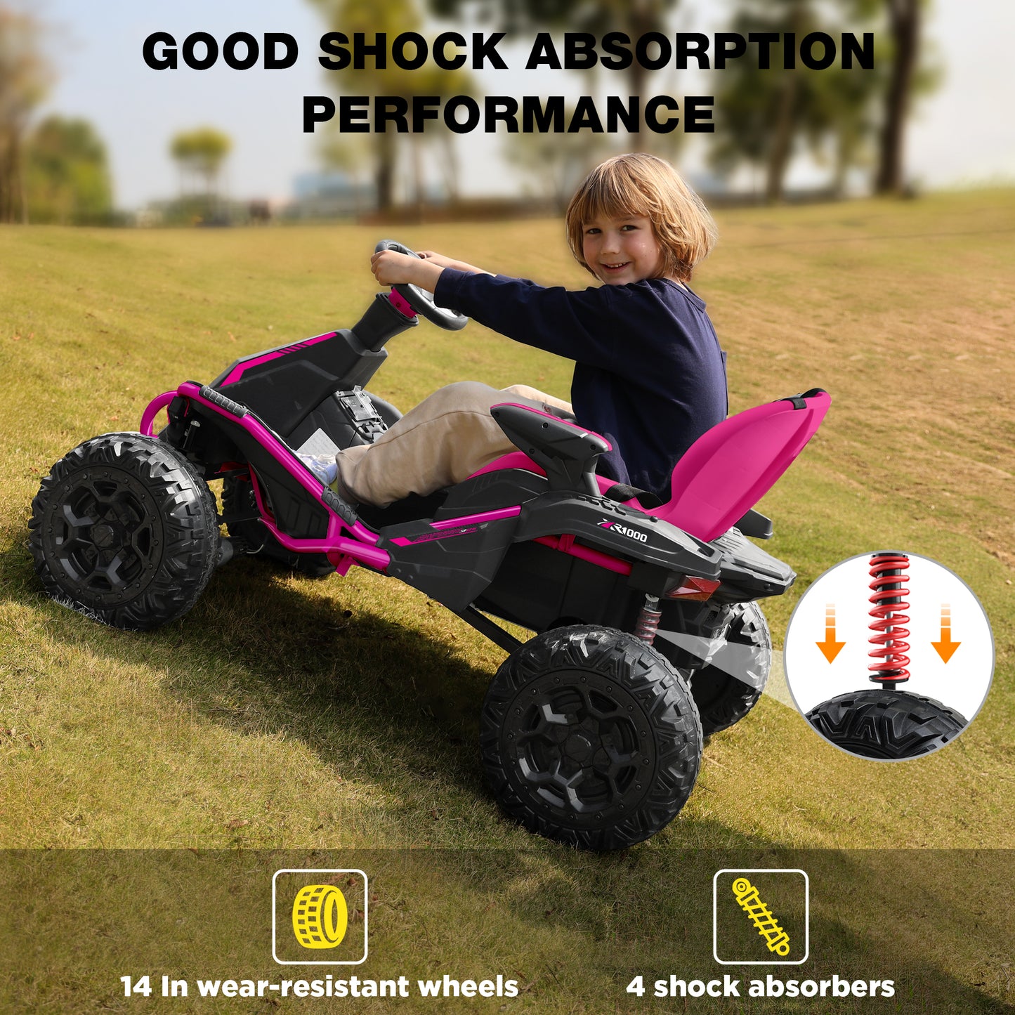 East doll 24V Big Kids Ride on Toys, Electric Power Ride on Car for Kids Age 5-12, 4 Wheeler, 4WD 800W Motors ATV for Kids, 5MPH, Parent Remote, Music