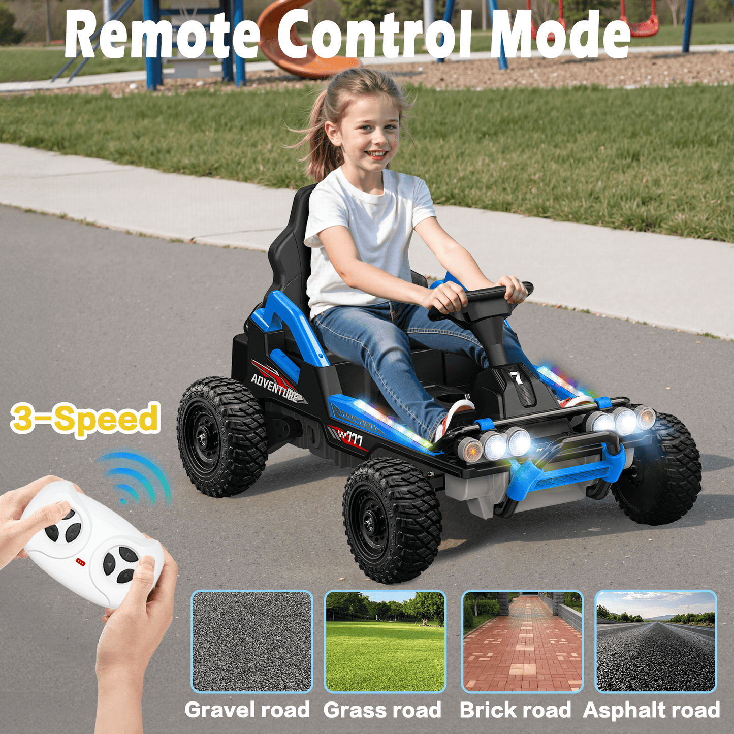 East doll 24V Ride on Toys Car for Big Kids Aged 3+, Electric Kart, Power 2X200W Motors, 4 Wheels, Remote Control, Gas Pedal & Brake, 5MPH