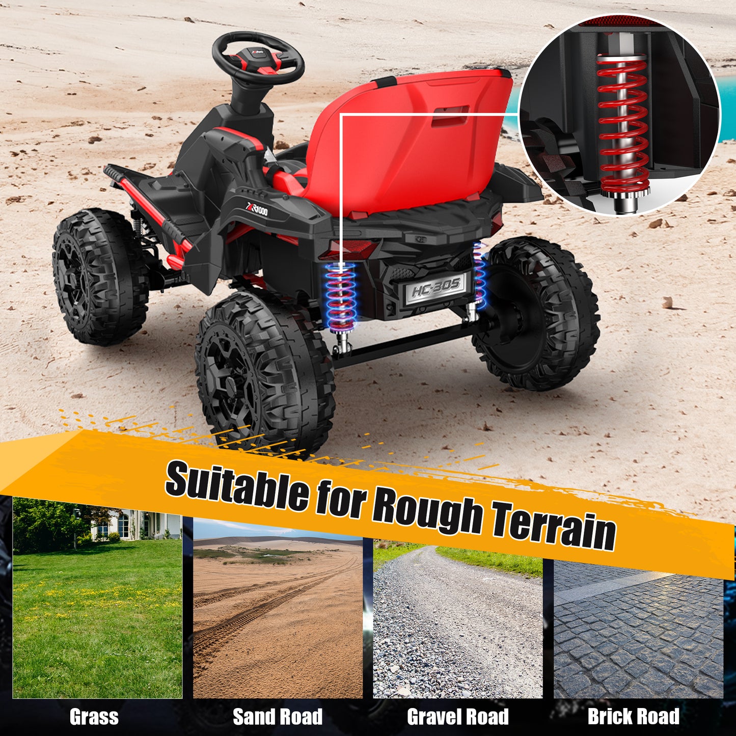 East Doll 24V Ride on ATV Car with 4 Shock Absorbers